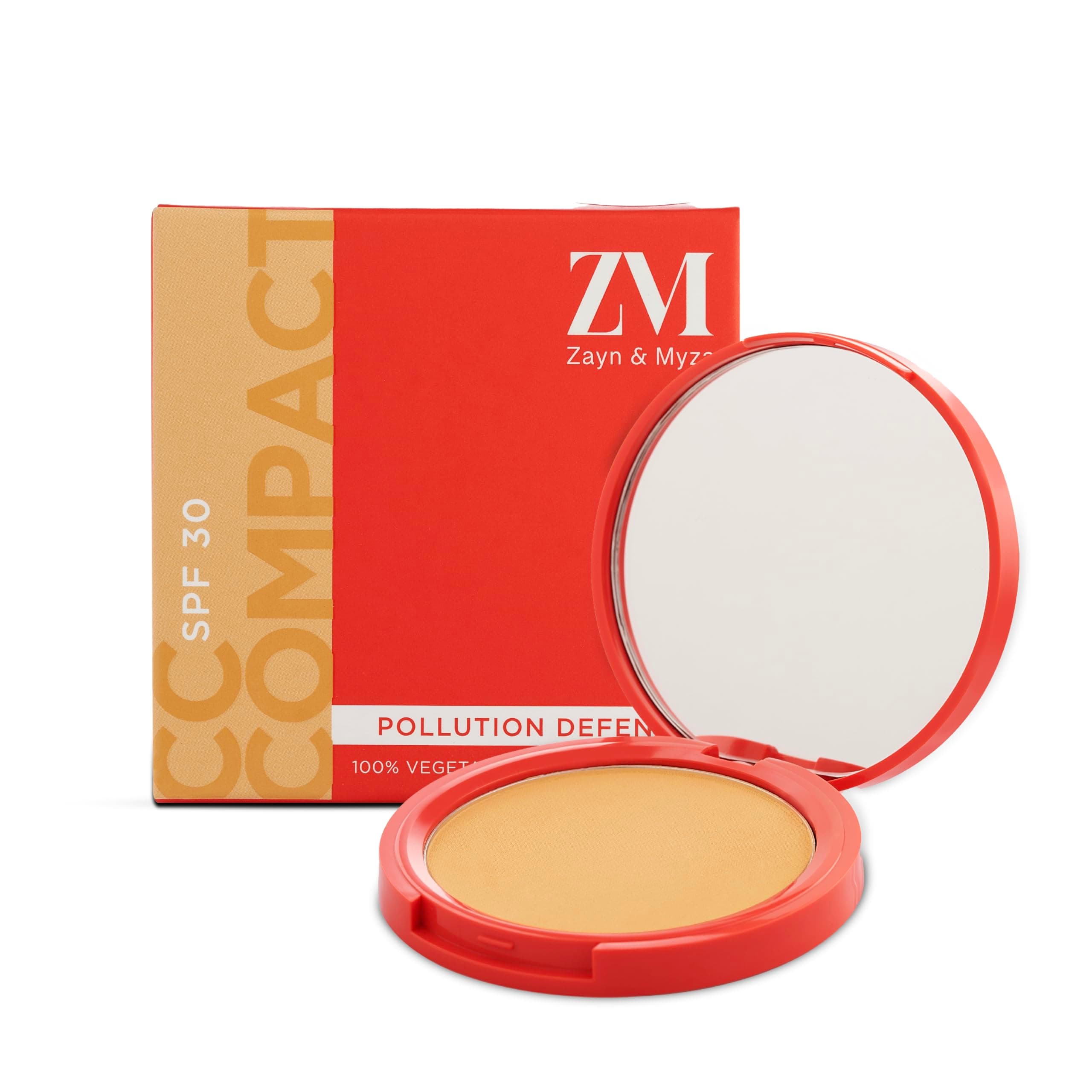 ZM Zayn & Myza Pollution Defense CC with SPF 30 Compact, Matte Finish, Vegan, Pure Porcelain, 9 Gm