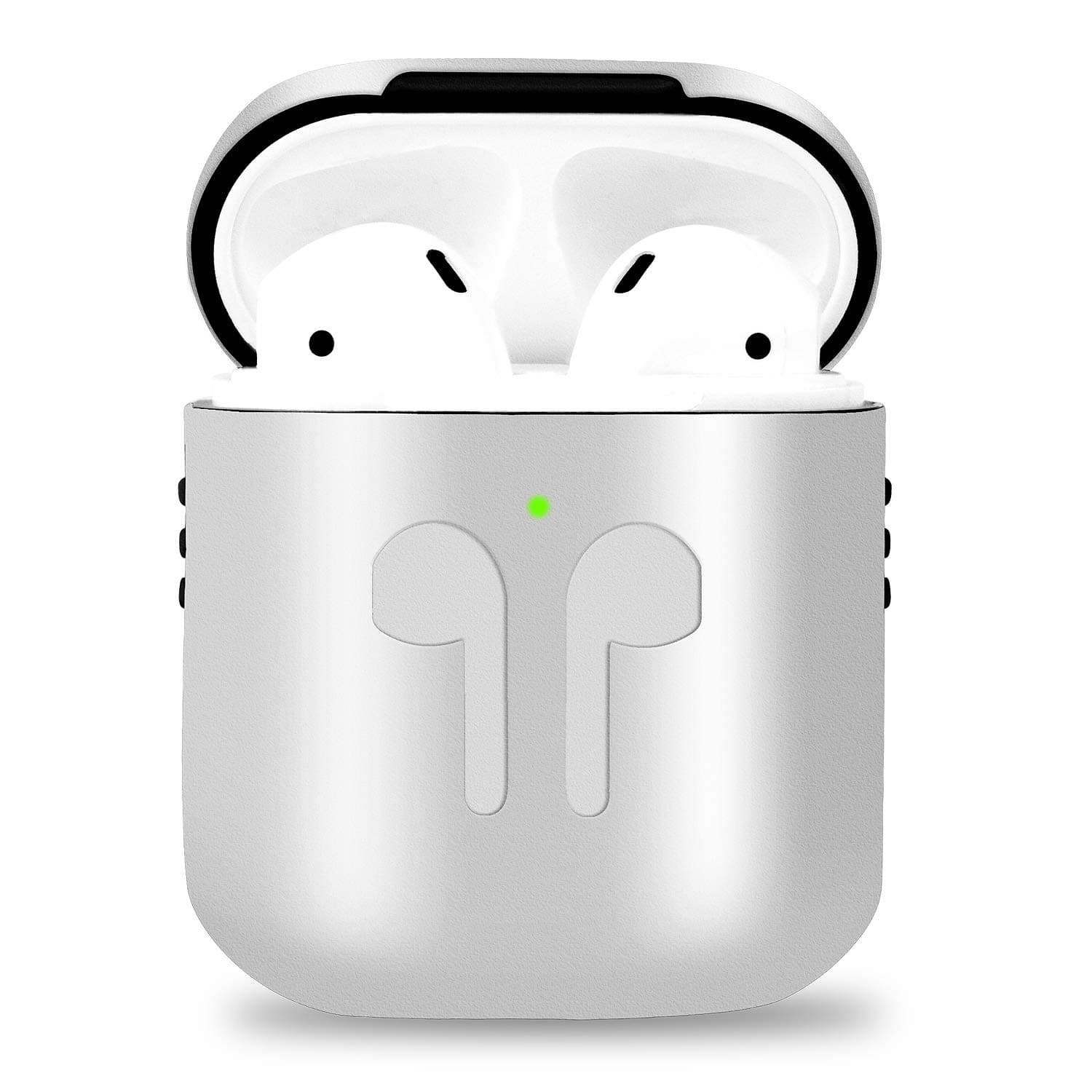 Metal Airpods Case Full Protective Skin Cover Compatible with Apple AirPods Wireless Charging Case (Front LED Visible)(silver)