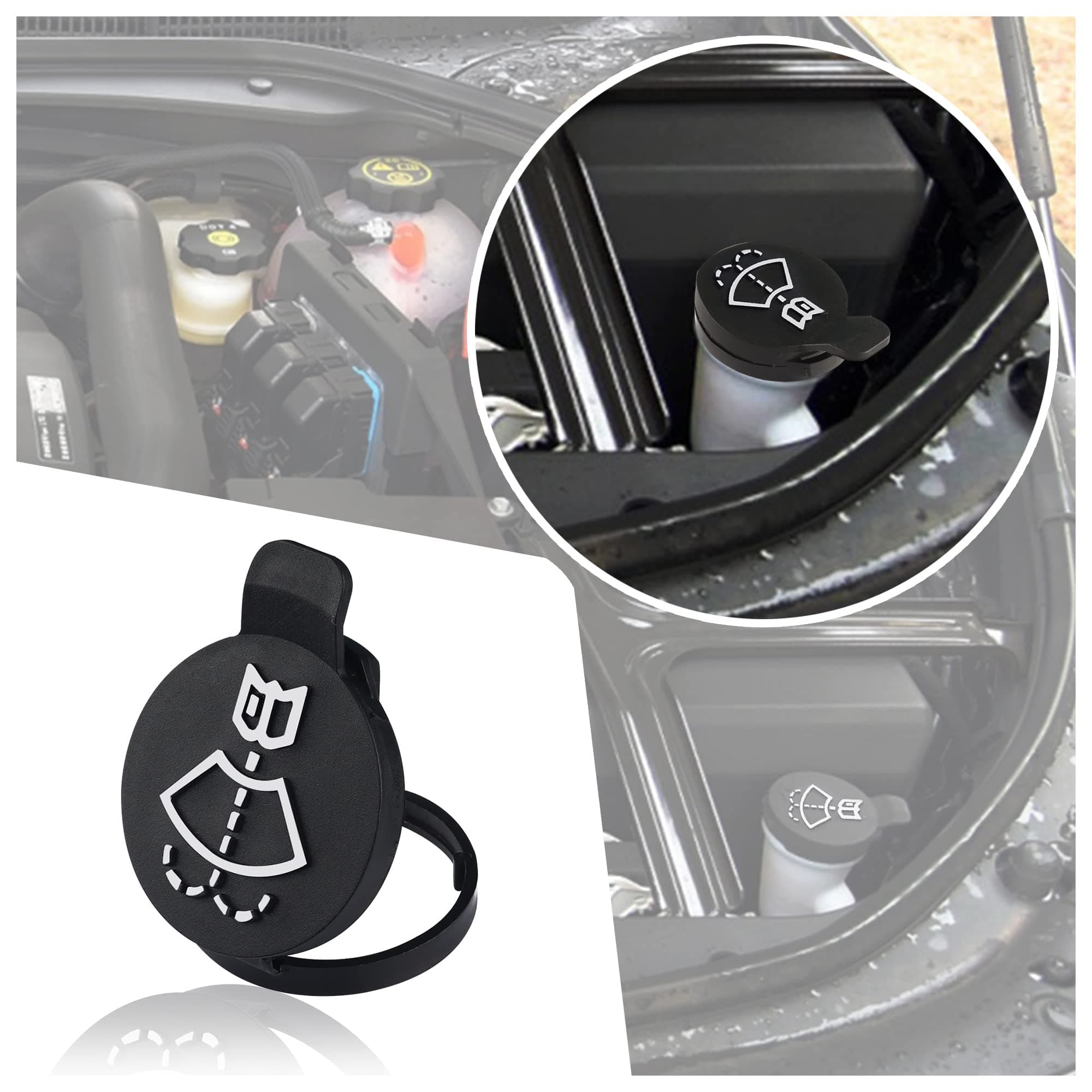 Windshield Wiper Washer Fluid Reservoir Tank Bottle Cap Replacement Parts-OEM #13227300,12767700,12788573-Compatible for Chevrolet Buick GMC Cadillac Canyon - No-Brainer Install