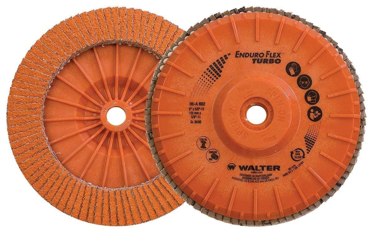 Walter Enduro-Flex Turbo Abrasive Flap Disc, Type 29, 5/8-11 Thread Size, Plastic Backing, Ceramic, 4-1/2 Diameter, Grit 36/60 (Pack of 10) by Walter Surface Technologies
