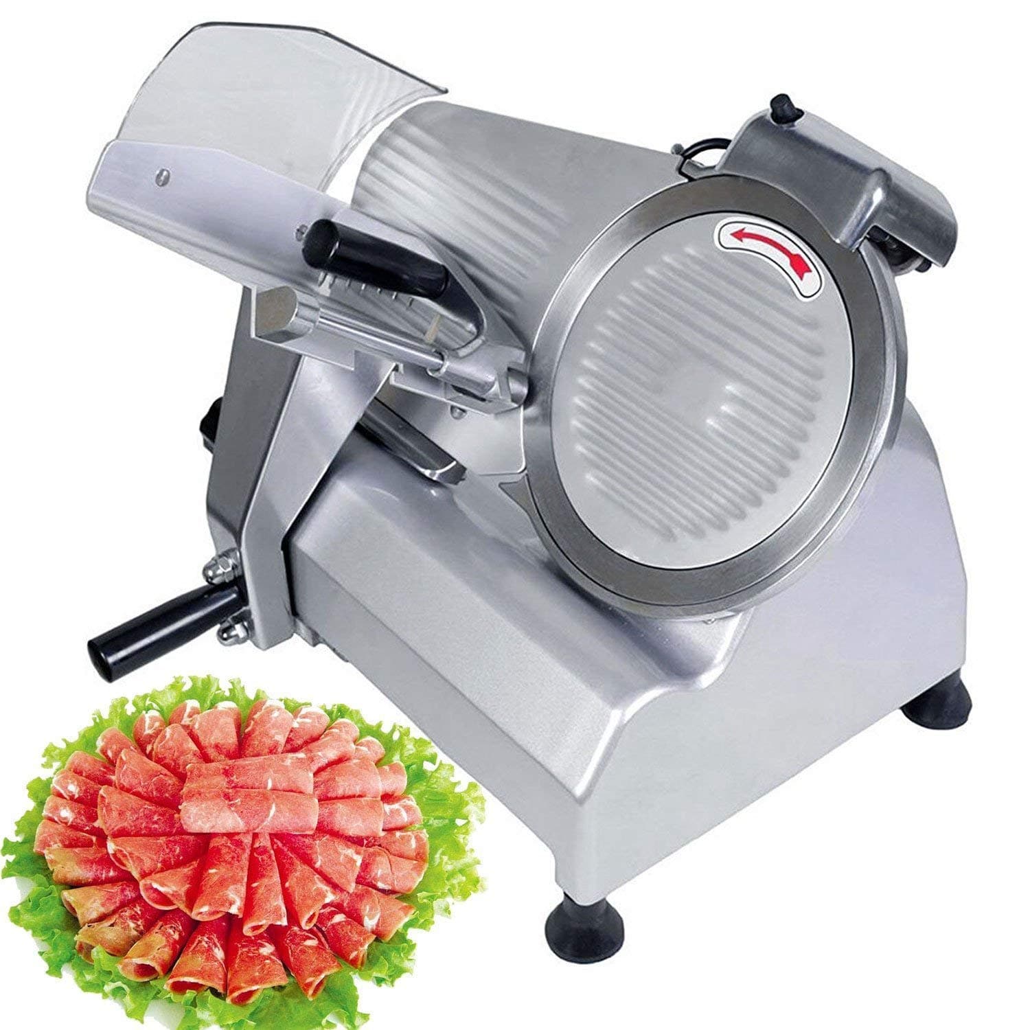 ZHP Meat Slicer Electric Food Slicer Commercial Deli Slicer 240W Hotpot Beef Mutton Chips Cutting Machine 10 Inch Blade Heavy Duty for Meat Chopper Butcher Cutter