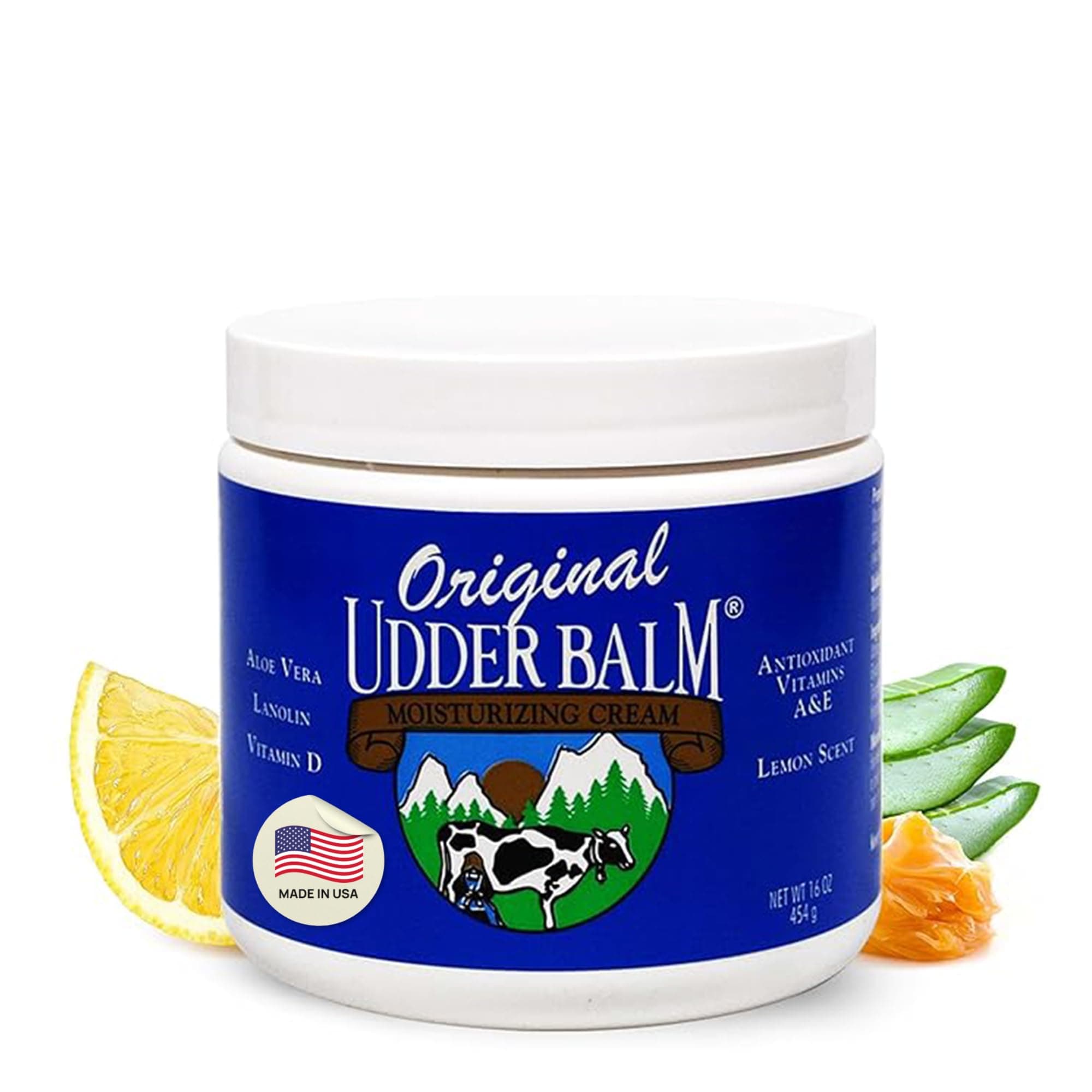 Original Udder Balm Jar - Made in USA - Extra Thick Udder Cream & Hand Balm for Dry Skin, Cracked Heels, Rough Hands ā Deep Moisture Heel Cream & Foot Moisturizer with Aloe Vera, 16 Fl Oz