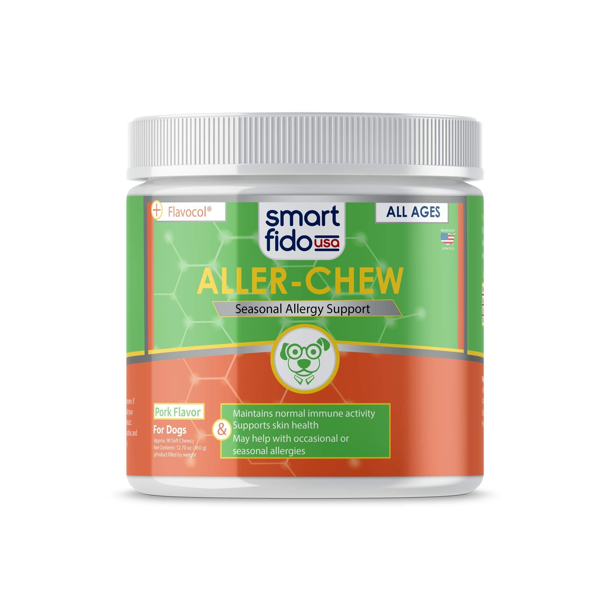 Smart Fido Smart Fido Aller-Chew 90 Ct Soft Chews for Dogs “ with Apple Cider Vinegar to Support Seasonal Allergies, Skin Irritation & Discomfort