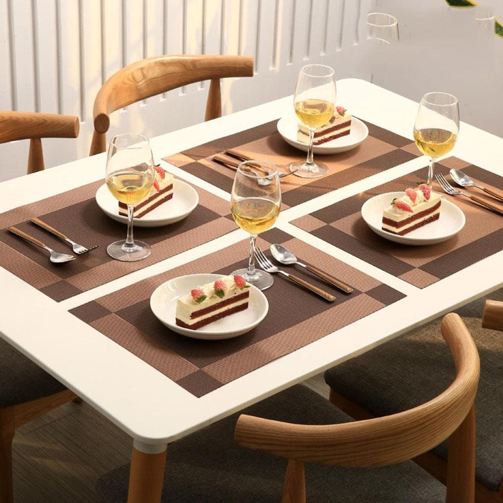 Kitzen Insulation Pads Placemats Non-Slip Waterproof Rectangle Environmental pad Adiabatic Braided pad Coaster Dining Mat PVC (A Set Of 4)45*30cm Six colors available , F