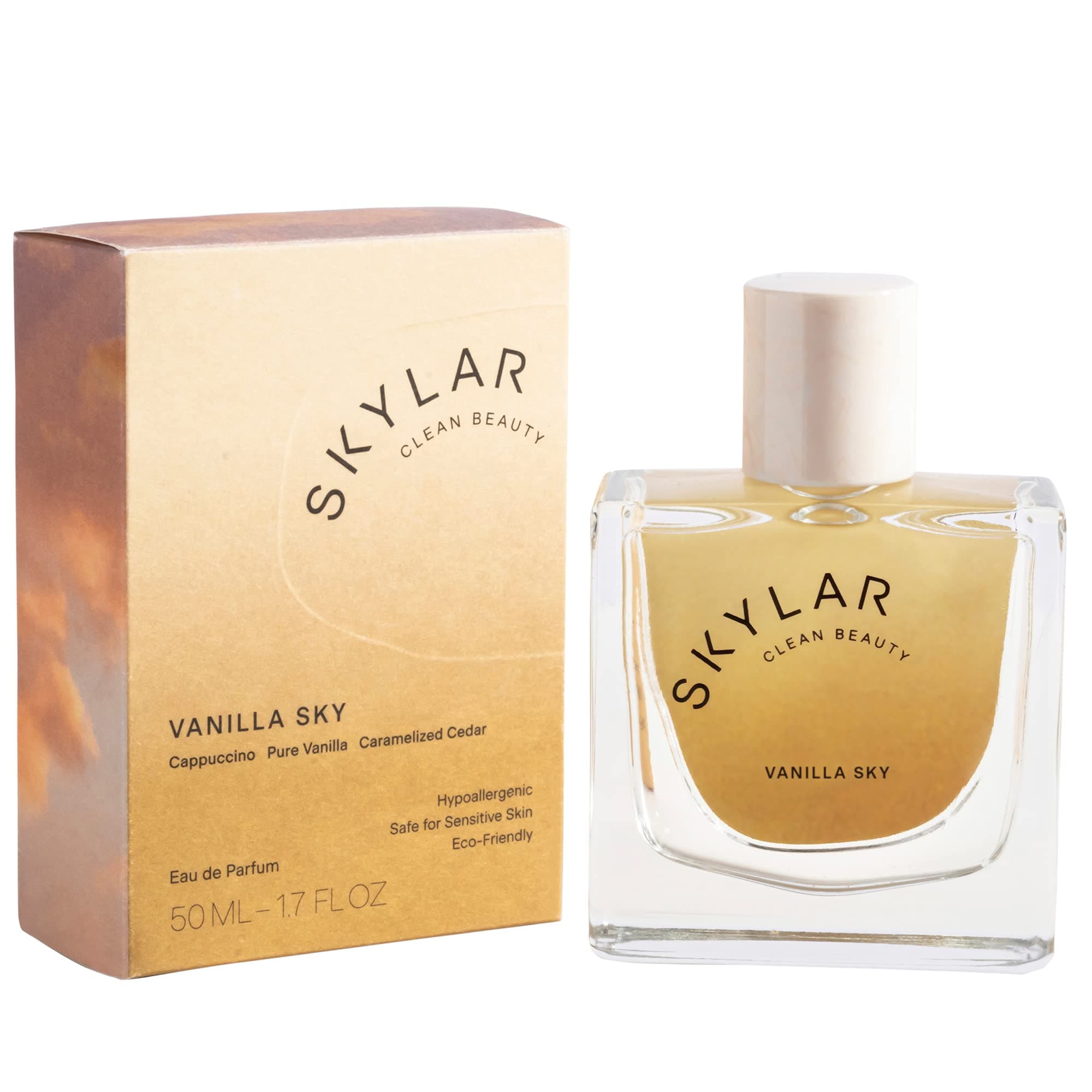 Skylar Vanilla Sky Eau de Parfum -Hypoallergenic & Clean Perfume for Women & Men, Vegan & Safe for Sensitive Skin- Notes of Cappuccino, Vanilla & Caramelized Cedar - 50mL /1.7 Fl oz