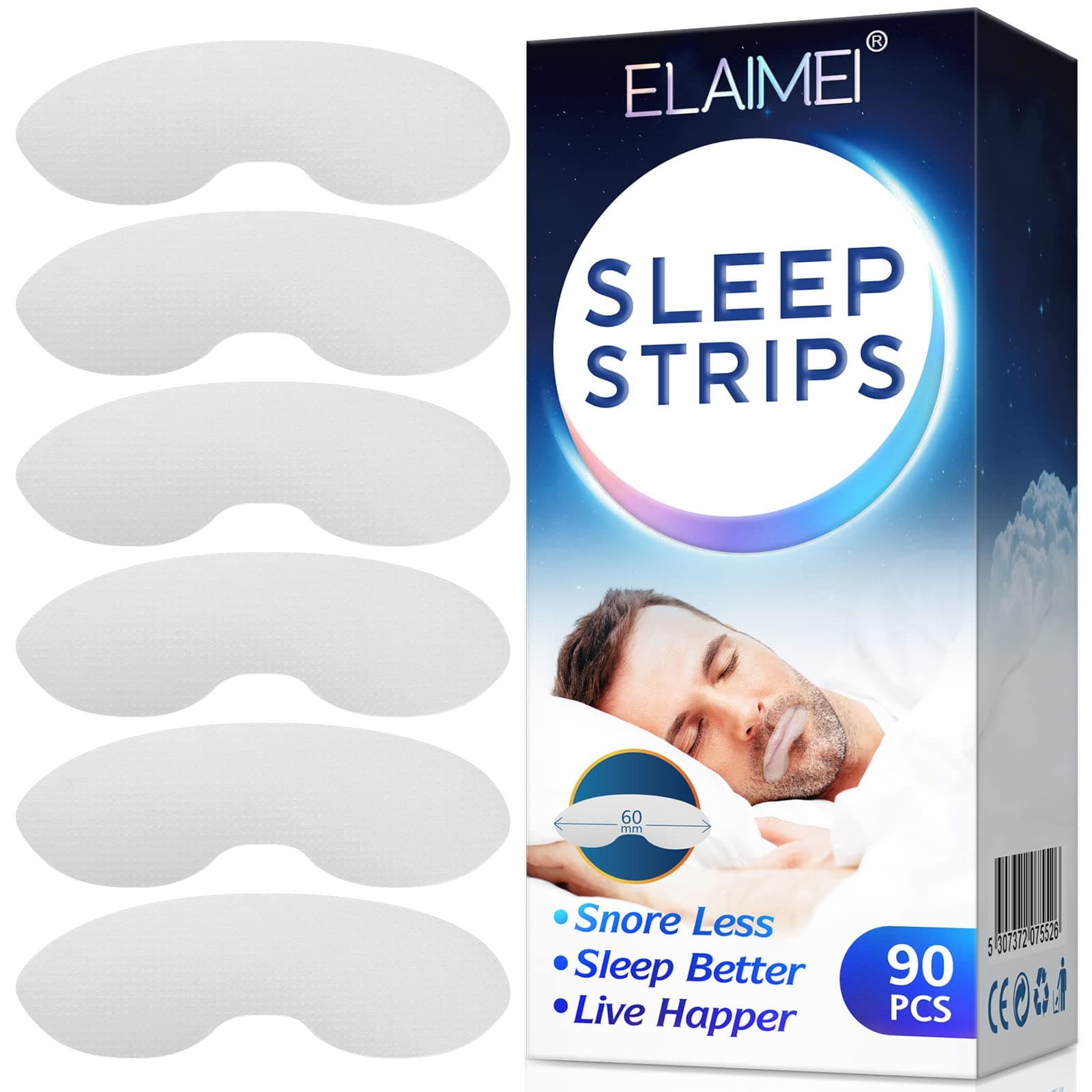 Haibing Anti Snoring Sleep Strips Disposable Mouth Strips Tape Reduce Mouth Dryness Sore Throat Snoring Solution 90pcs