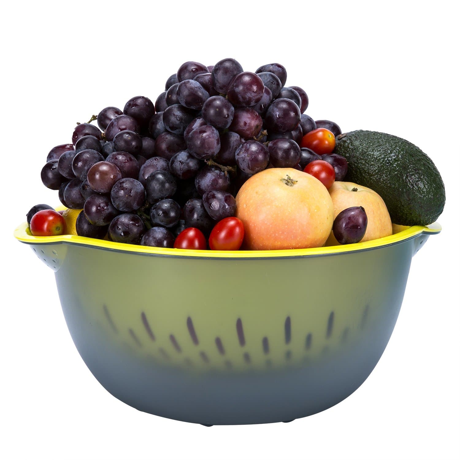 2-in-1 Large Plastic Colander with Bowl, Wecye Food-Grade Kitchen Strainers for Fruits,Vegetable,Beans,Pasta,Noodle and Berries,Mixing Bowl (6.5 Quart)