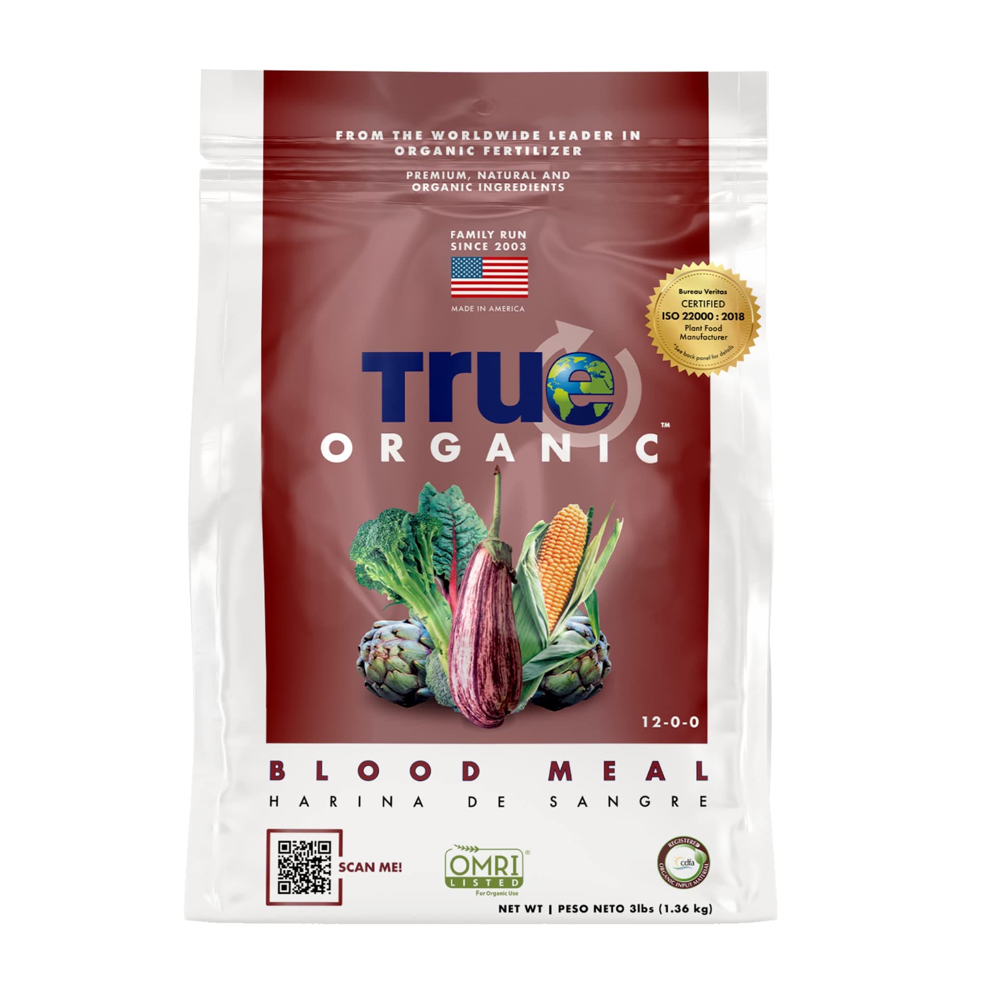 Blood Meal – High-Nitrogen Organic Fertilizer for Rapid Vegetative Growth – 3lb Bag Covers 104 Sq. Ft.