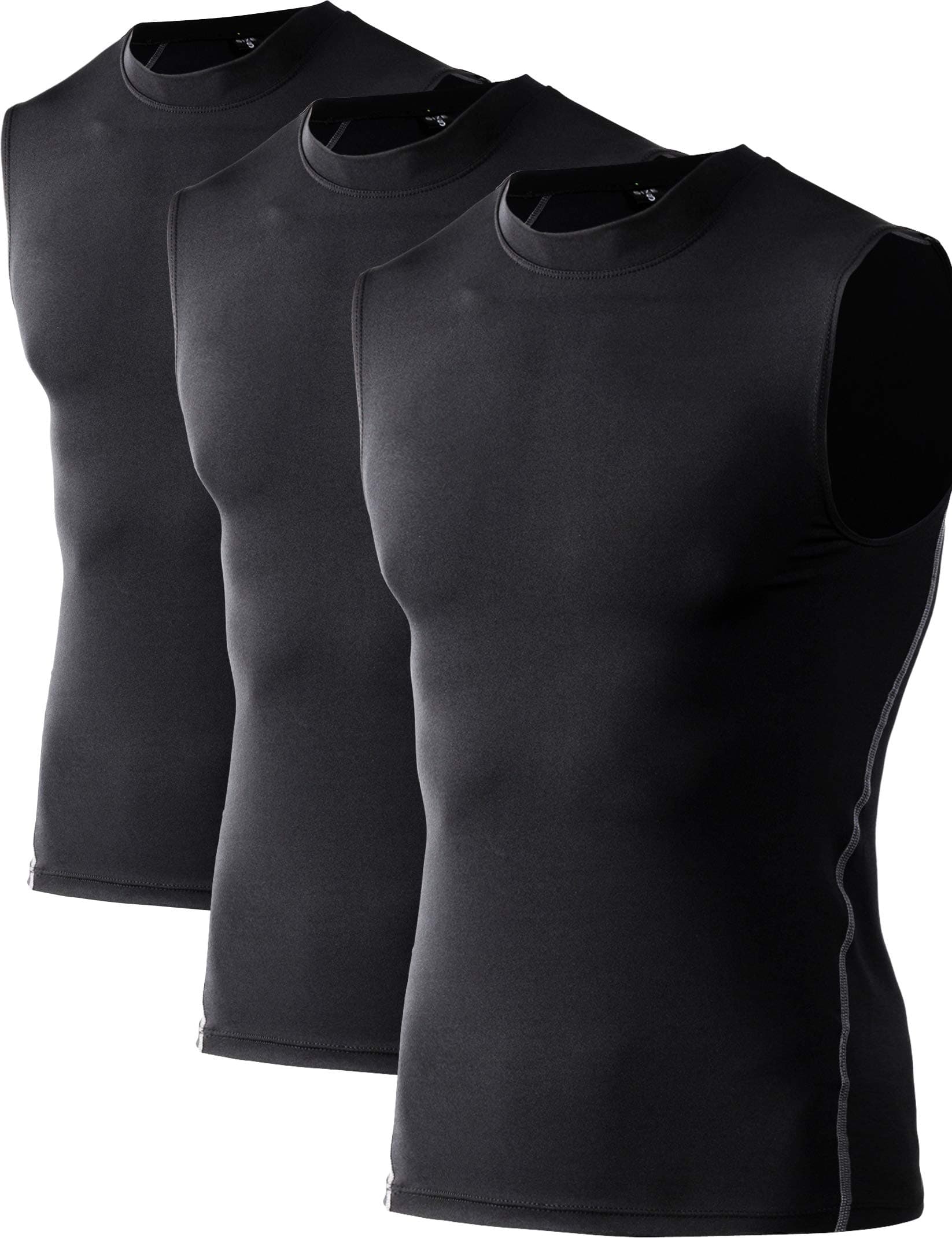 DZRZVD Men’s 3 Pack Compression Quick Dry Fit Sleeveless Tank Tops Undershirts