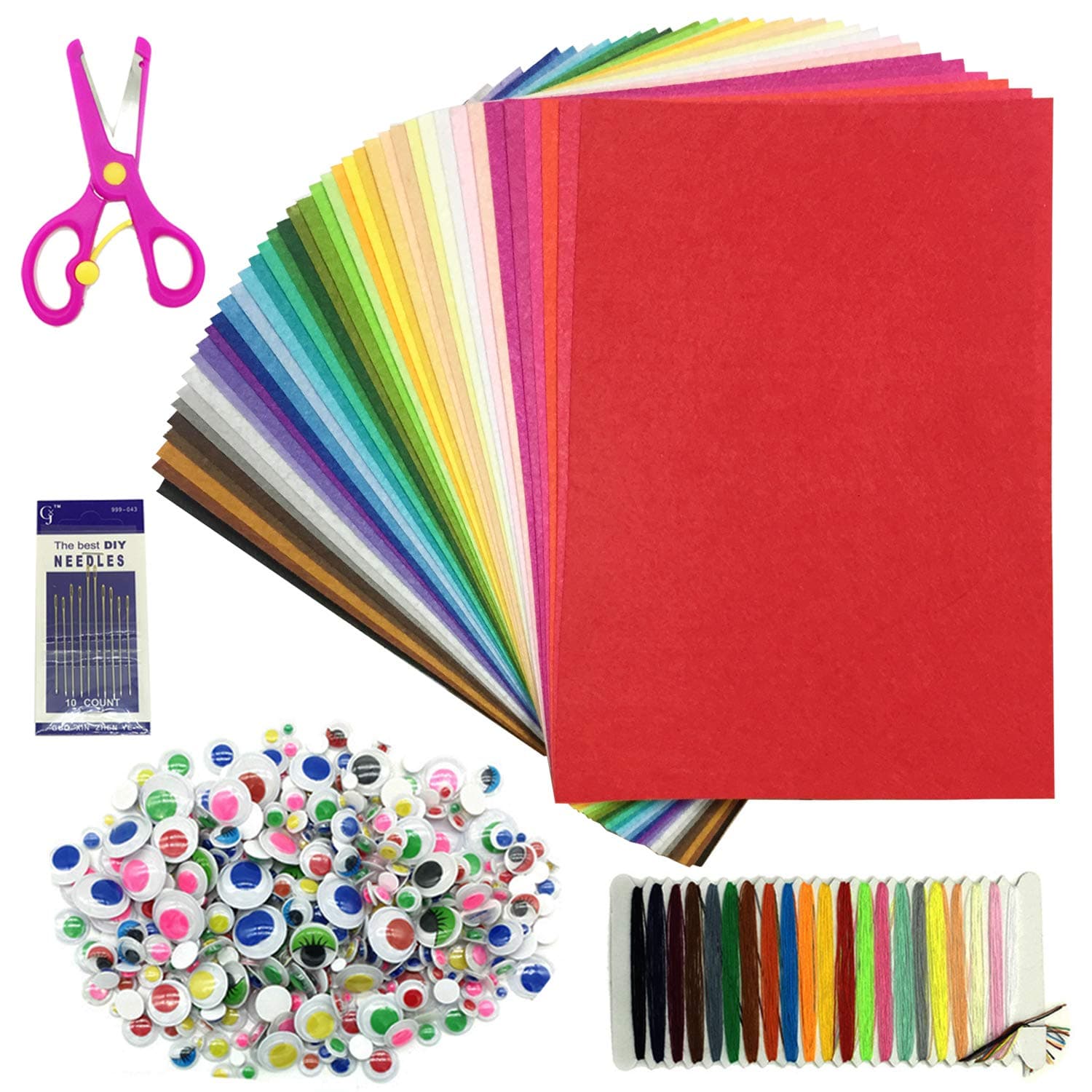 DOITEM 40 Colours Felt Fabric Craft Felt Leaves Polyester Felt Fabric DIY Fabric Felt Sheets 20 x 30 cm