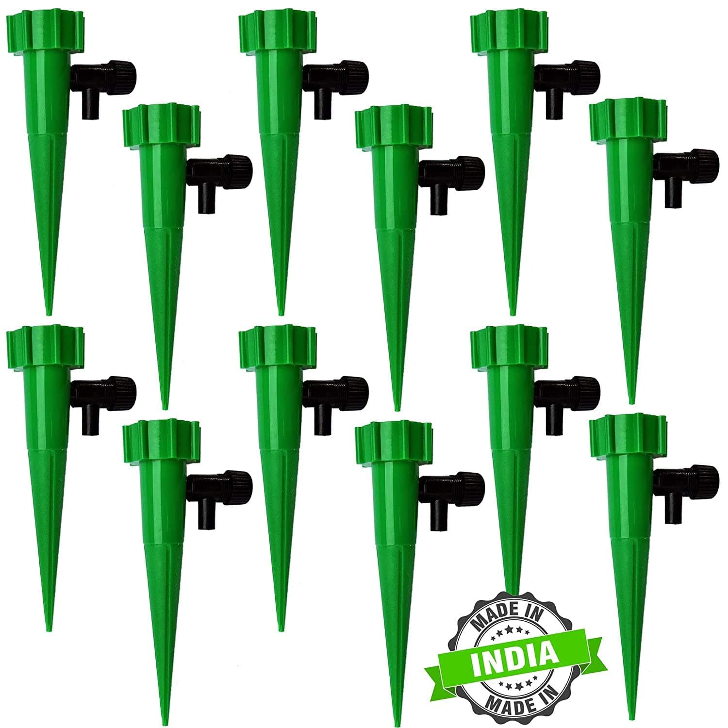 Techhark® Plant Self-Watering Spikes, 12-Pack, Automatic Drip Irrigation System for Indoor and Outdoor Plants, Green
