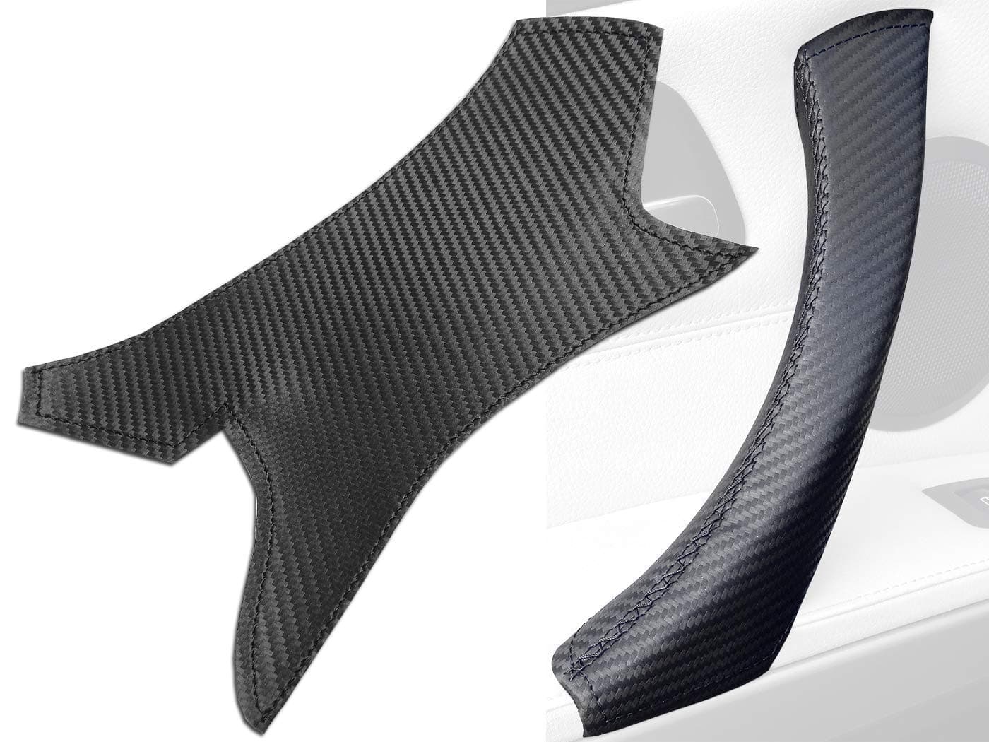 Leather Steering 3 Series Carbon Fibre Door Handle Cover - E90 E91 M3 Carbon Fibre Accessories Interior Trim Cover - Real Carbon Parts for 3 Series