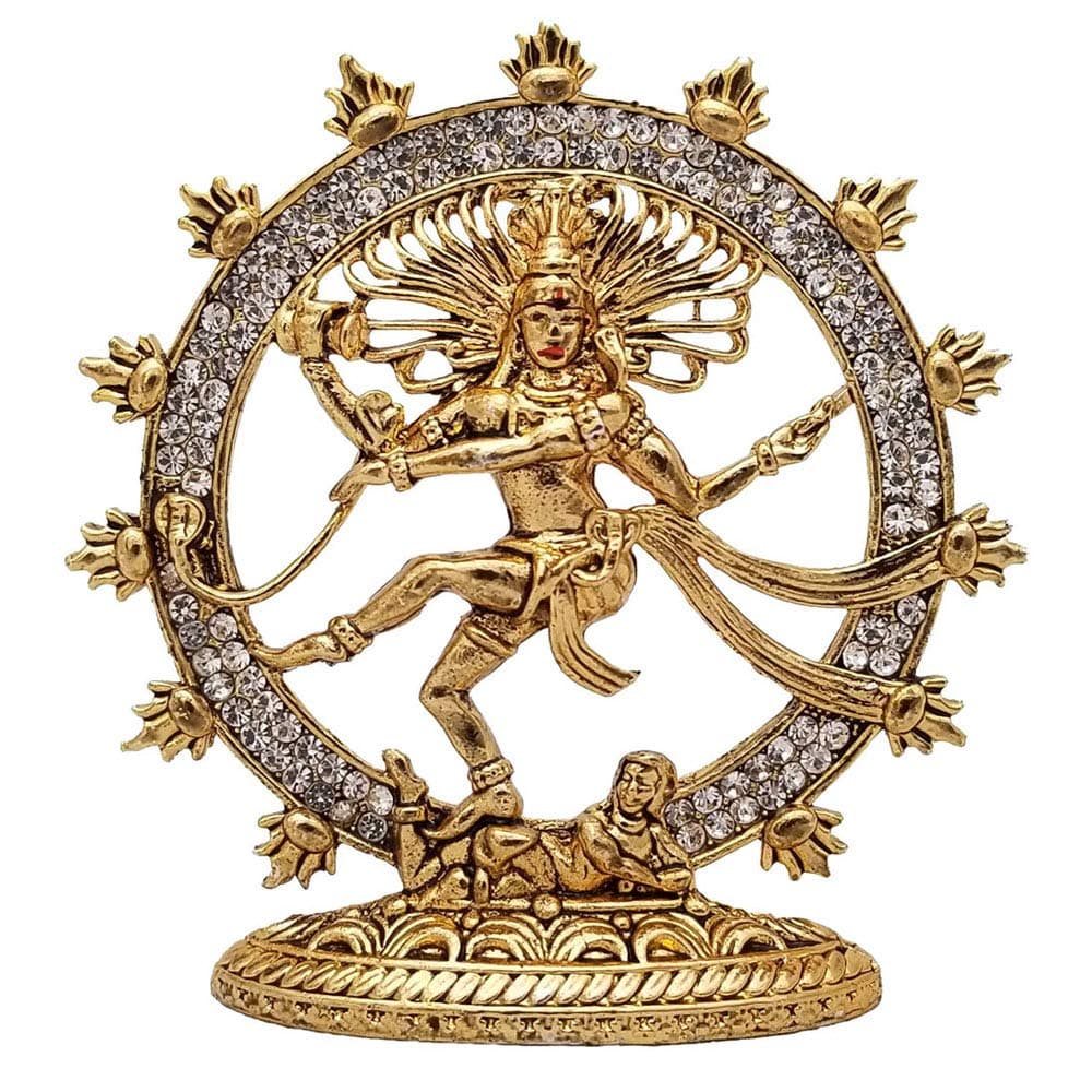 Galaxy Karmaa Golden Color Dancing Shiva Nataraja Statue for Car Dashboard