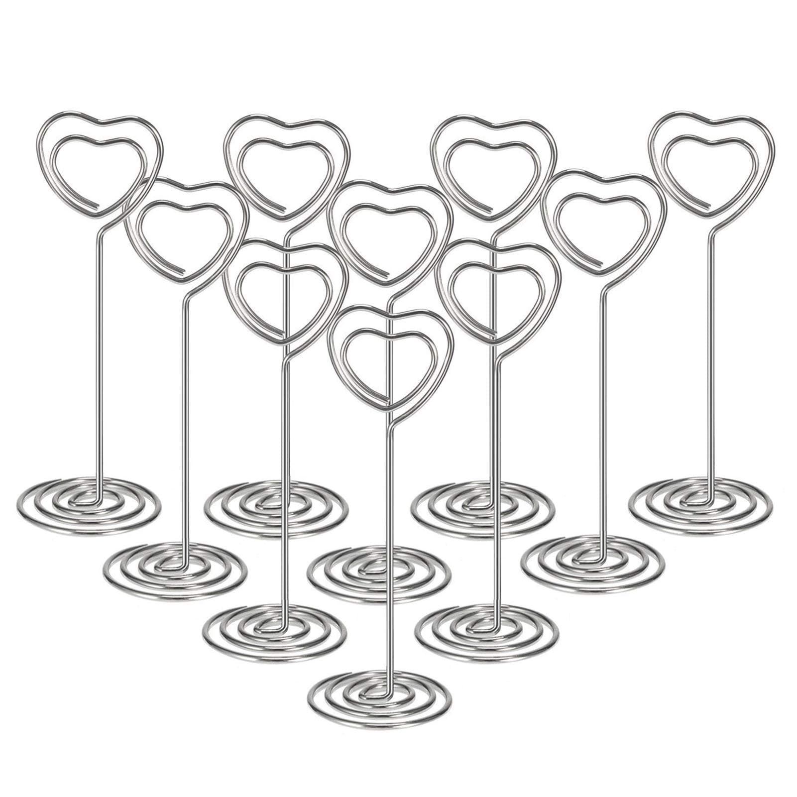 Table Card Holder Place Card Holders Table Number Stands Wire Table Picture Photo Holder Name Menu Memo Clips for Wedding Party Gatherings Banquet Office Desk 20 pcs Heart Shape