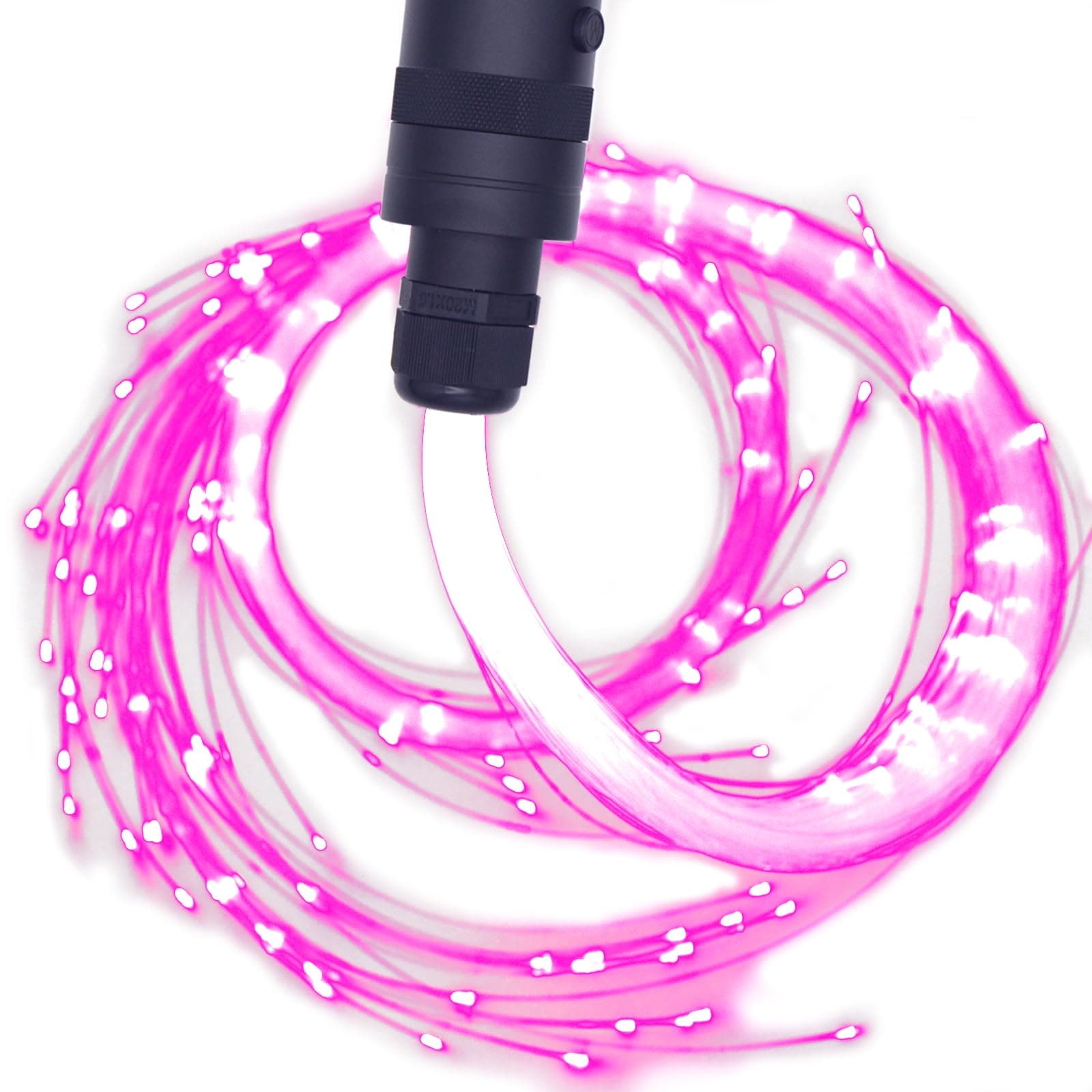 kavoda LED Light Whip Fiber Optic Space Pixel Whip Rave Toys EDM Flow Sparkle Dance Festival 360 Degree Swivel Super Bright 40 Display Modes