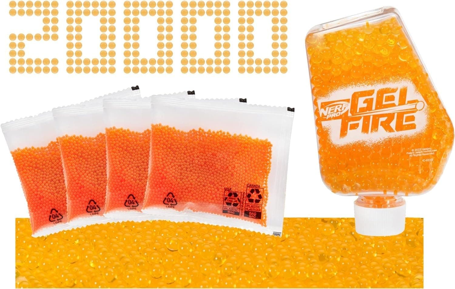 Nerf 20,000 Gelfire Rounds Refill Blasters, 800 Round Hopper, for Teens, Ages 14+