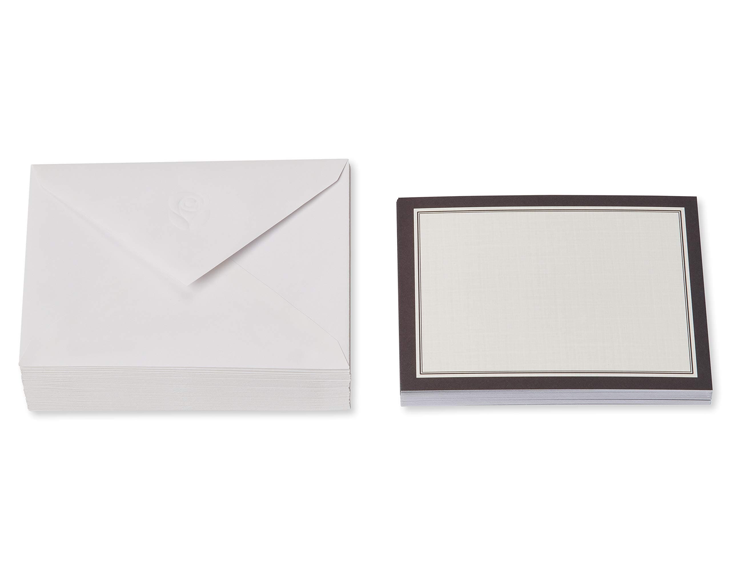 American Greetings Single Panel Blank Cards with Envelopes, Ivory with Black Border (40-Count)
