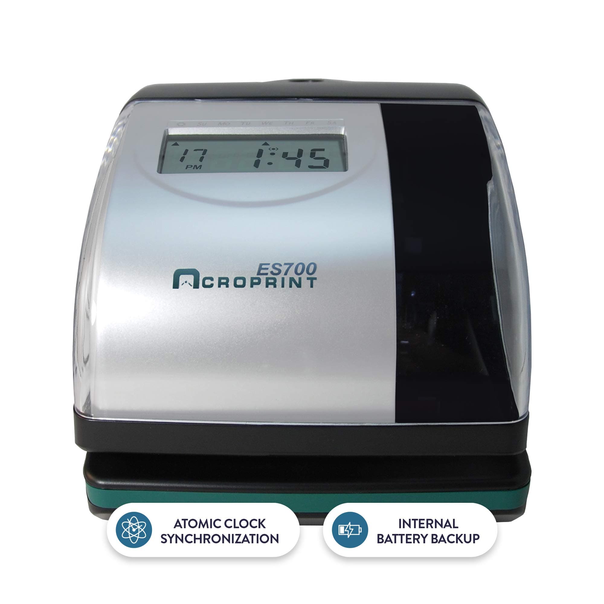Acroprint Electronic Time Clock Machine – Time Stamp Machine for Employees, Ideal for Small Business, Accommodates Right or Left-Hand Time Cards, Selectable Hour Format