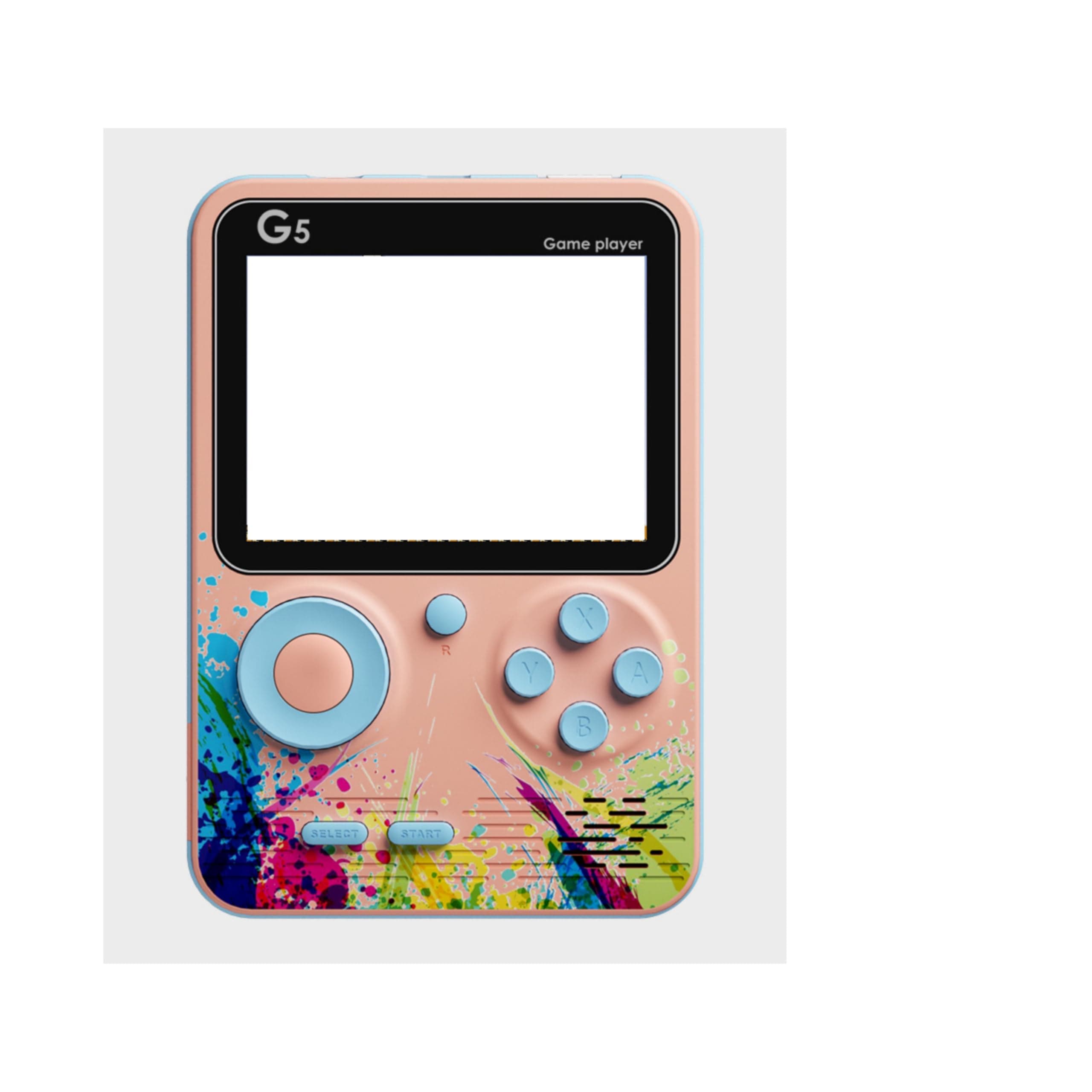 G5 500 in 1 Retro Video Game Box Only for 1 Player, Handheld Classical Game PAD Can Play On TV, 500 Games Like Contra, Tank, Bomber Man Etc. (Pink Blue)