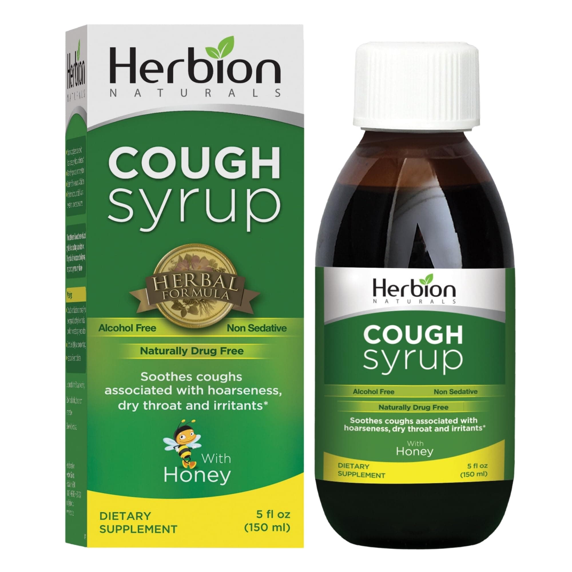 Herbion Naturals Cough Syrup with Honey Helps Relieve Cough & Soothes Sore Throat Optimizes Immune System Promotes Healthy Lung Function 150 ml