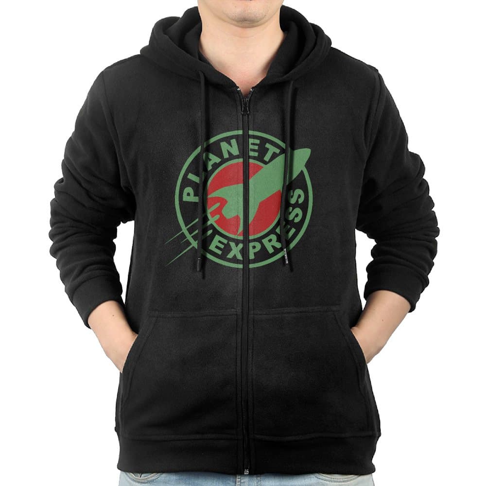 Futurama Planet Express Emblem Logo Zipper Sweatshirts for Men Black