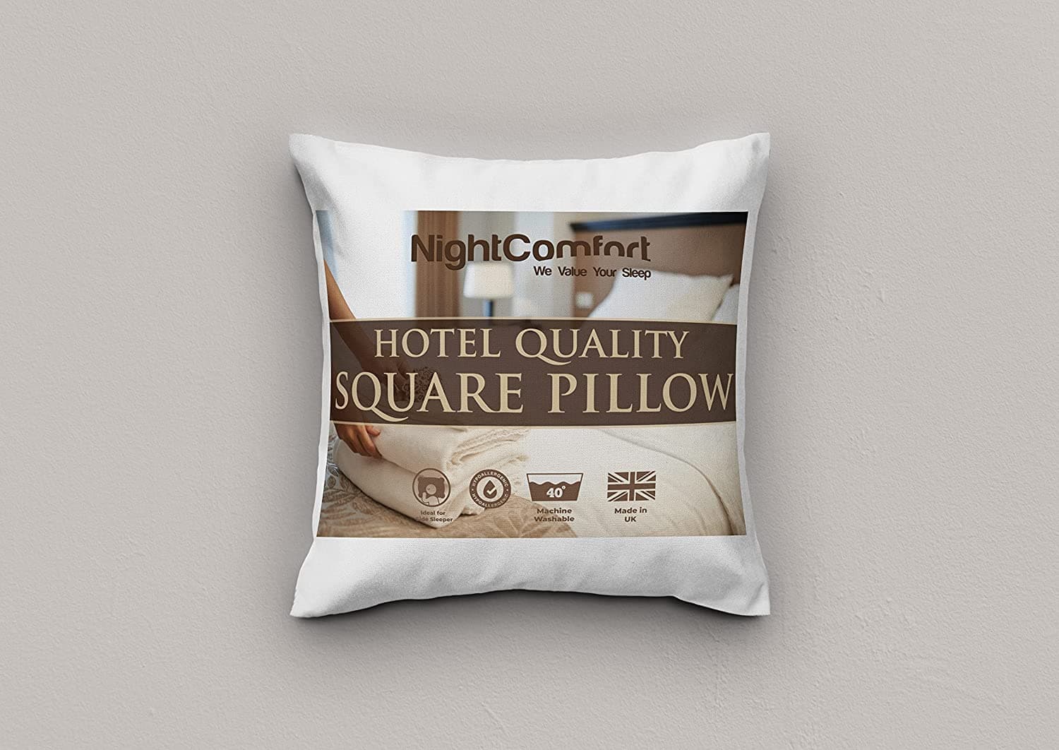 Night Comfort Premium Square Pillow with Firm Support -Super Soft Microfiber Filled Hypoallergenic Down Alternative Square Throw Pillow Inserts for Couch, Sofa, Bed (80x80cm)