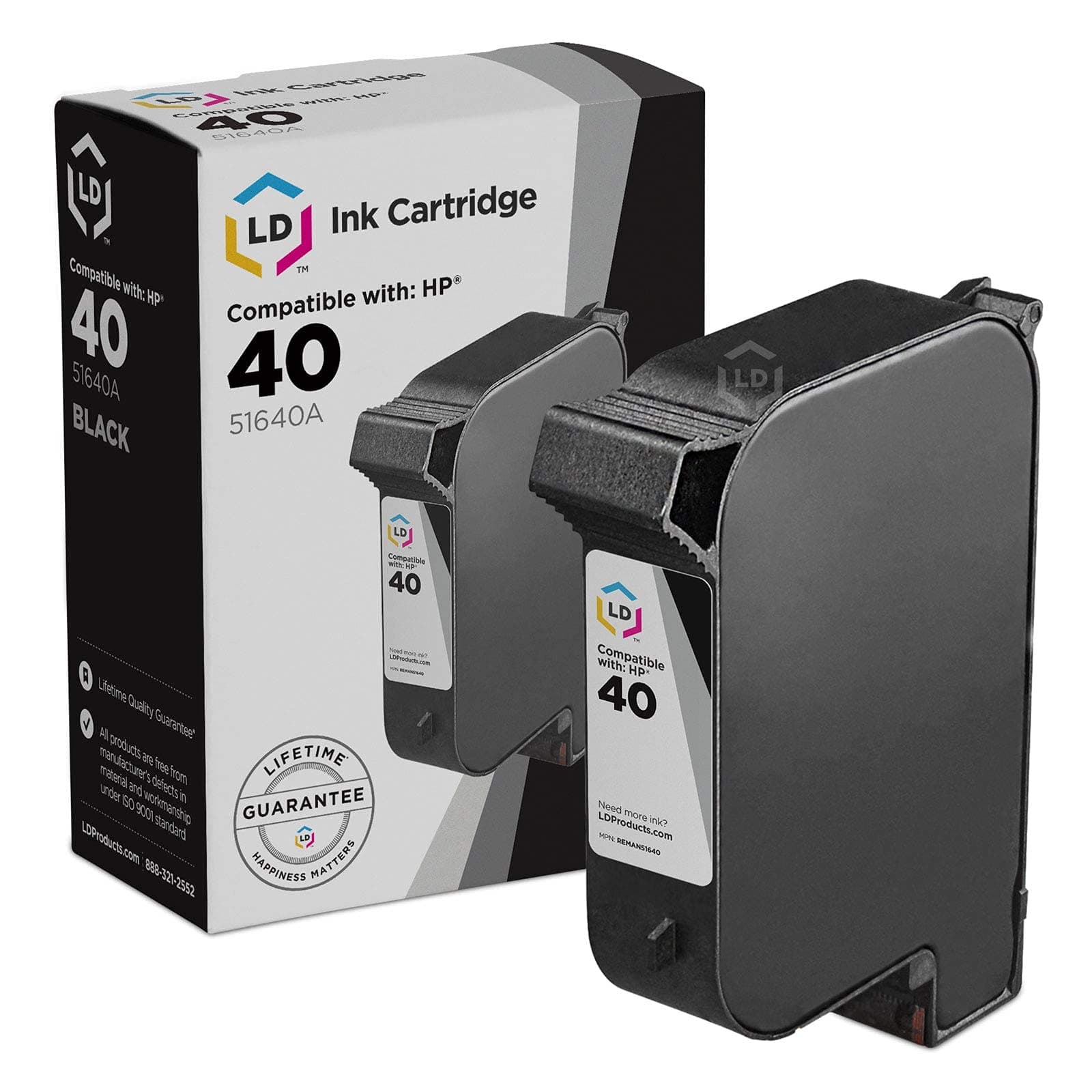 LD Products Remanufactured Ink Cartridge for HP 40 51640A (Black Single) Compatible with CopyJet DesignJet 250 330 350c 430 450c 455ca 488ca 650c 230 DeskJet 1200c 1200c-ps