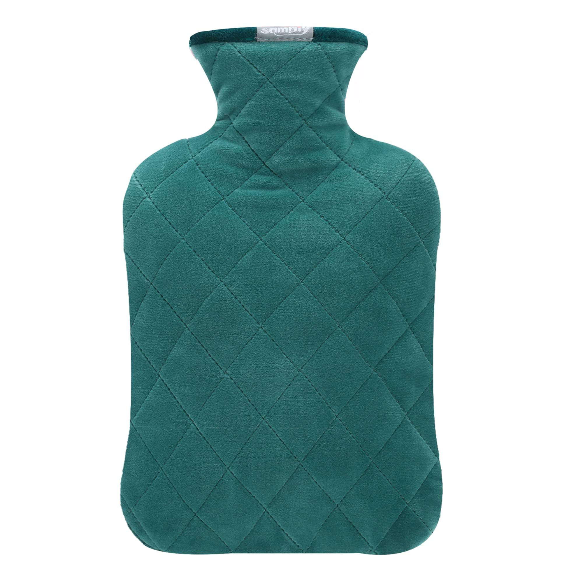 Samply Hot Water Bottle with Cover, 2L Hot Water Bag for Hot and Cold Compress, Hand Feet Warmer, Ideal for Menstrual Cramps, Neck and Shoulder Pain Relief,Green