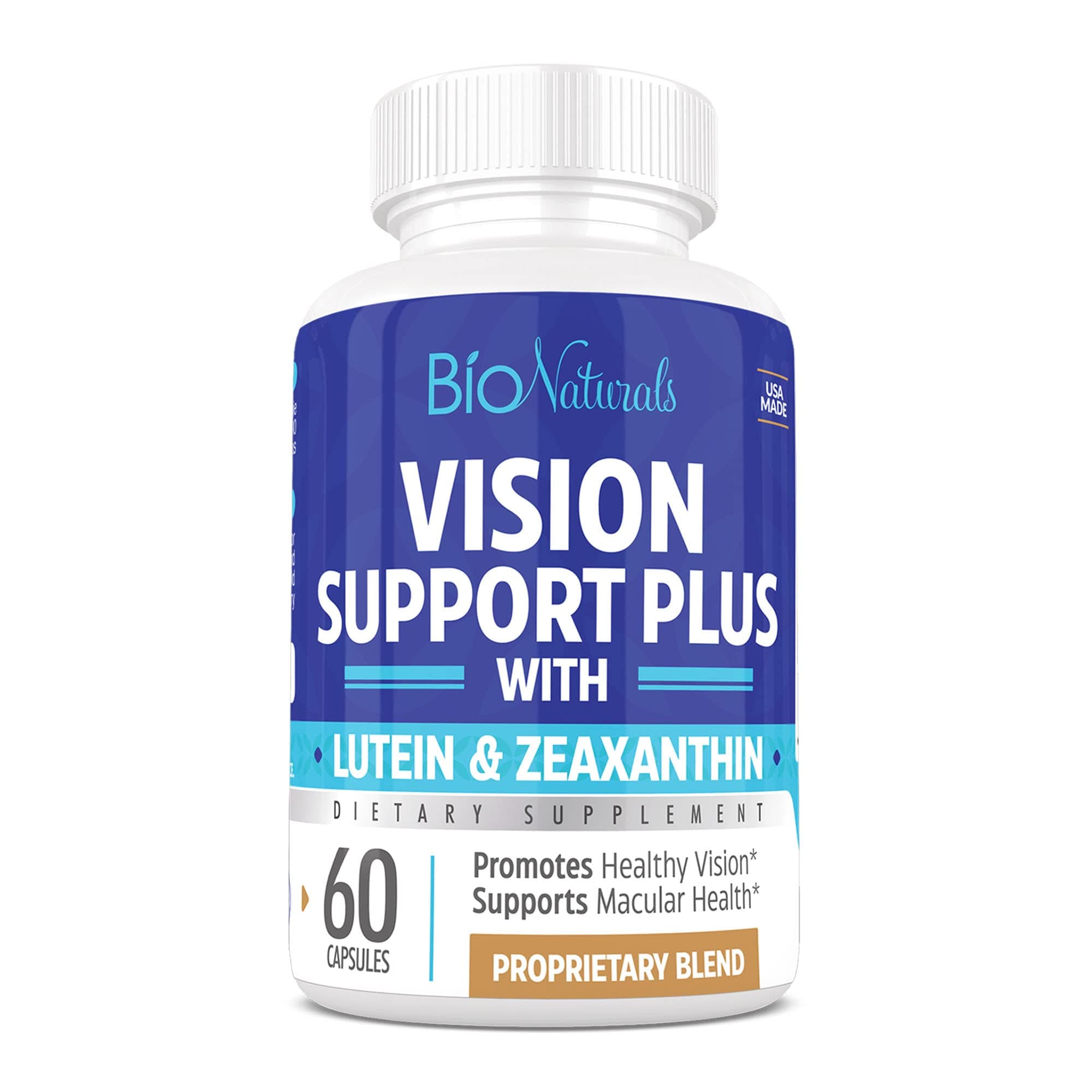 Eye Vitamin Supplement with Lutein, Zeaxanthin, Lycopene, Bilberry, Quercetin & More - All Natural Proprietary Blend Supports Vision & Macular Health - 60 Veggie Capsules
