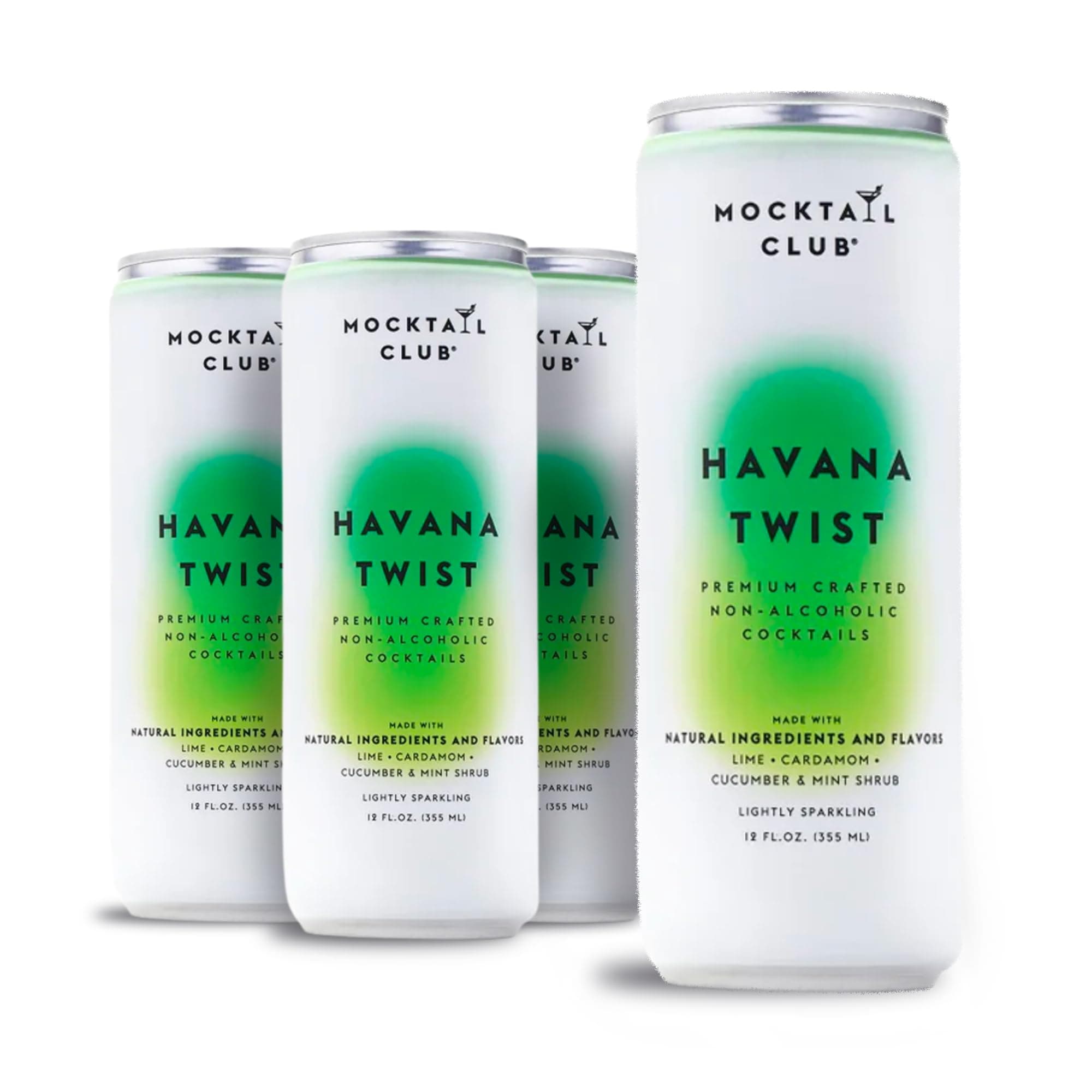 Havana Twist Sparkling Non-Alcoholic Cocktail 12oz (4pk), 80 Cals, Gluten-Free, No Artificial Ingredients, Zero Proof – with Lime, Cucumber, Mint & Cardamom