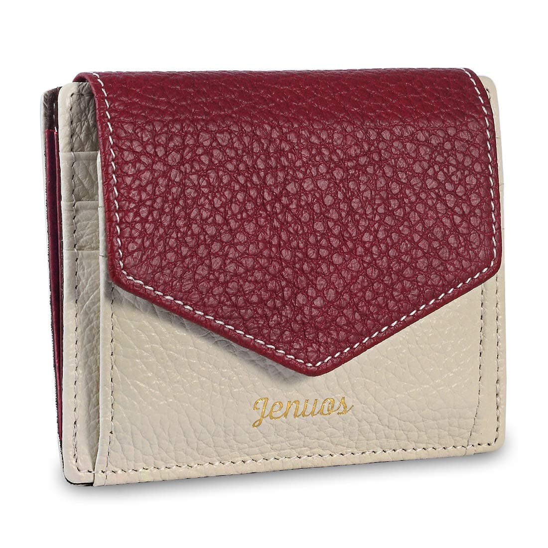 Wallet for Women, Jenuos Small Genuine Leather Purse Tray for Lady/Coin Pouch/RFID Blocking Card Wallets/Gifts for Woman – White (JS-GT-WE)