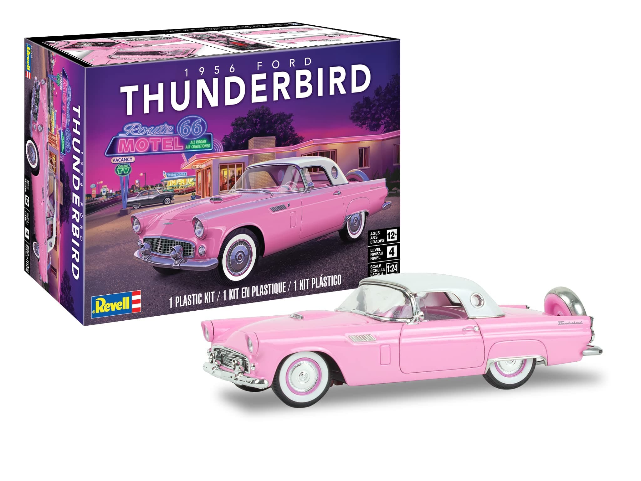 85-4518 1956 Ford Thunderbird Model Car Kit 1:24 Scale 87-Piece Skill Level 4 Plastic Model Building Kit