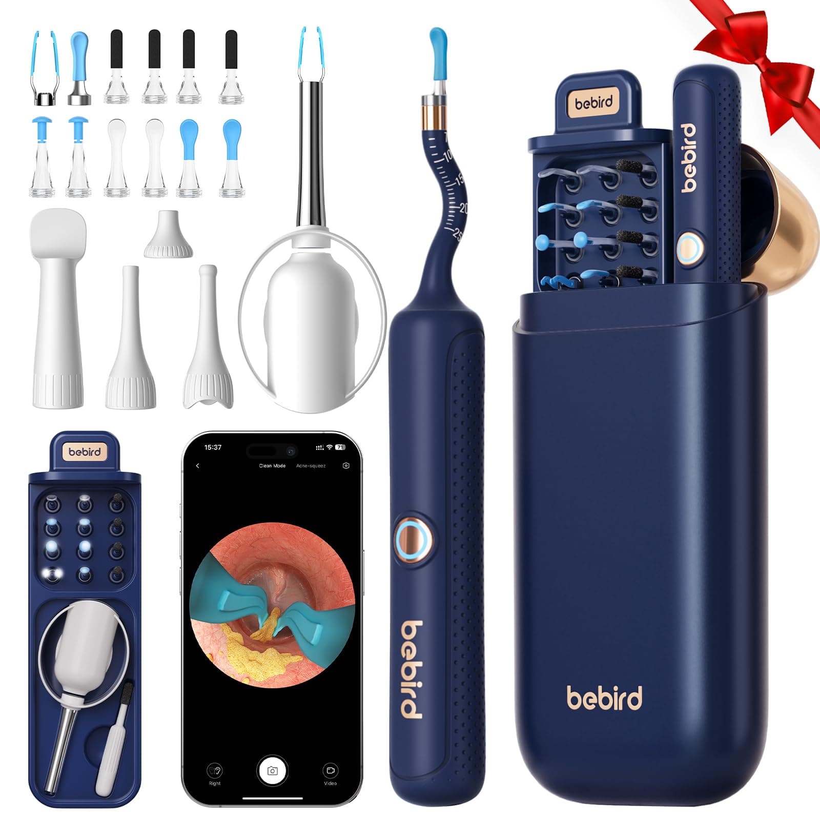 Bebird Earsight Plus R37R Ear Cleaning Camera Wax Removal Tool kit, FSA HSA Eligible Flexible Ear Scope Otoscope Camera Light, Visual Ear Picker Wireless Earwax Remover Tweezers for Adults & Kids