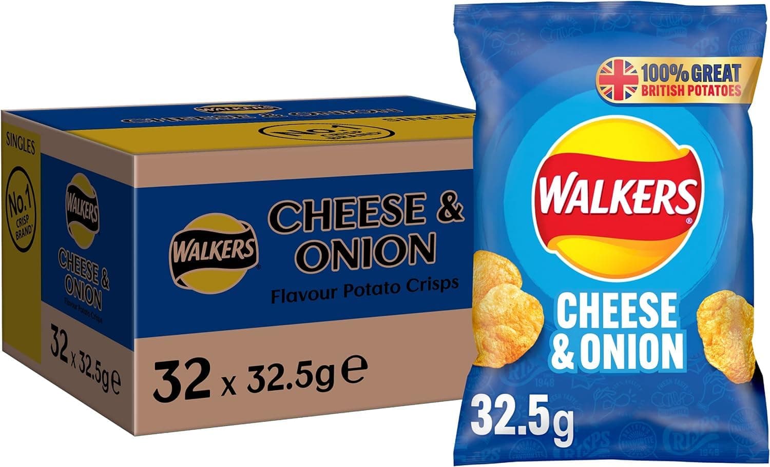 Walkers Cheese & Onion Crisps 32x32.5g (wholesale Box)