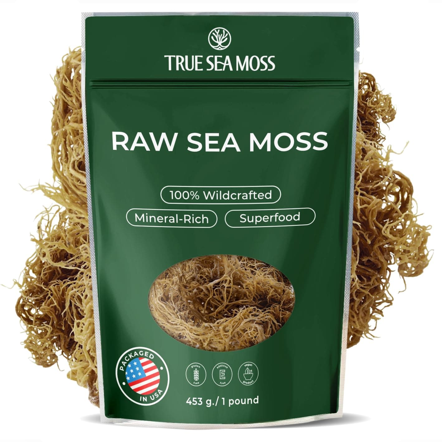 TrueSeaMoss Raw Irish Sea Moss – Wildcrafted Sun-Dried Seaweed for Homemade Gel – 16oz (1 lb) Makes Up to 200oz Gel – Atlantic Harvested