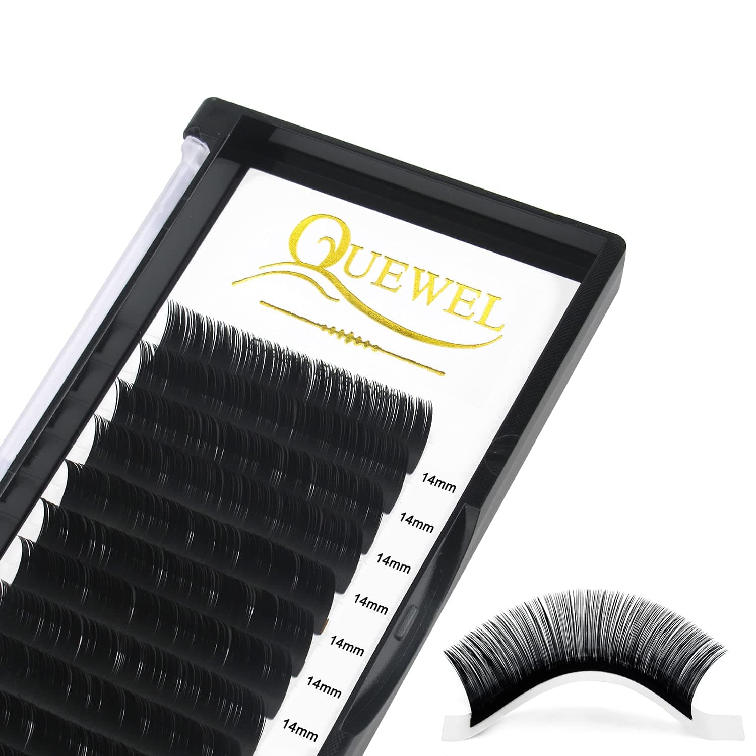Eyelash Extension 0.15 C Curl Classic Lash Extensions 14mm QUEWEL Classic Individual Lash Extensions Soft Black Matte Single Lashes Extension Professional Salon Use (0.15 C 14mm)