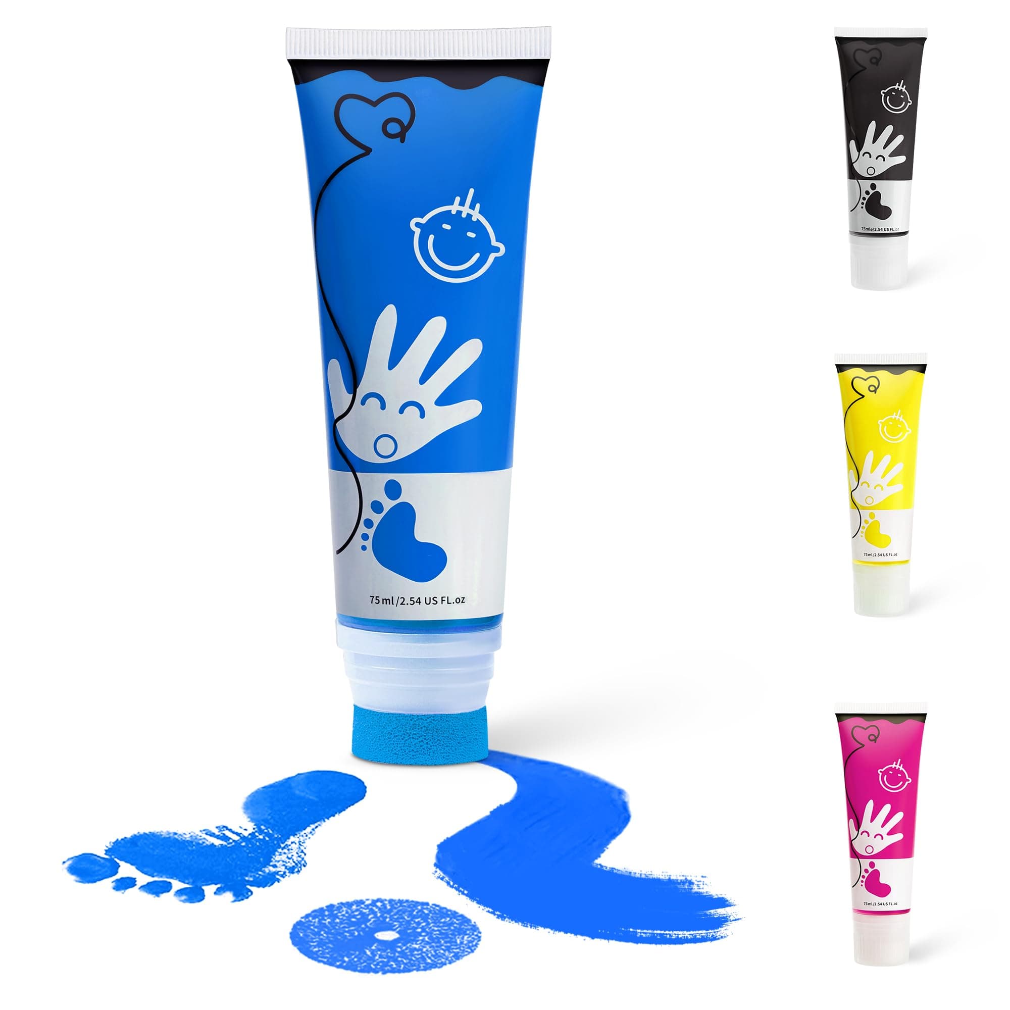 75ml Blue Baby Hand and Footprint Ink Kit, Baby Handprint Footprint Paint, Dog Cat Paw Print Kit, Washable, Non Toxic Acid-Free, Safe Gentle for Home Christmas New Year DIY Keepsake Stamp
