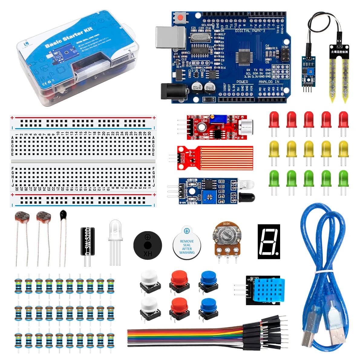 Basic Starter Kit with R3 CH340,Breadboard + Retail Box Compatible with Arduino IDE