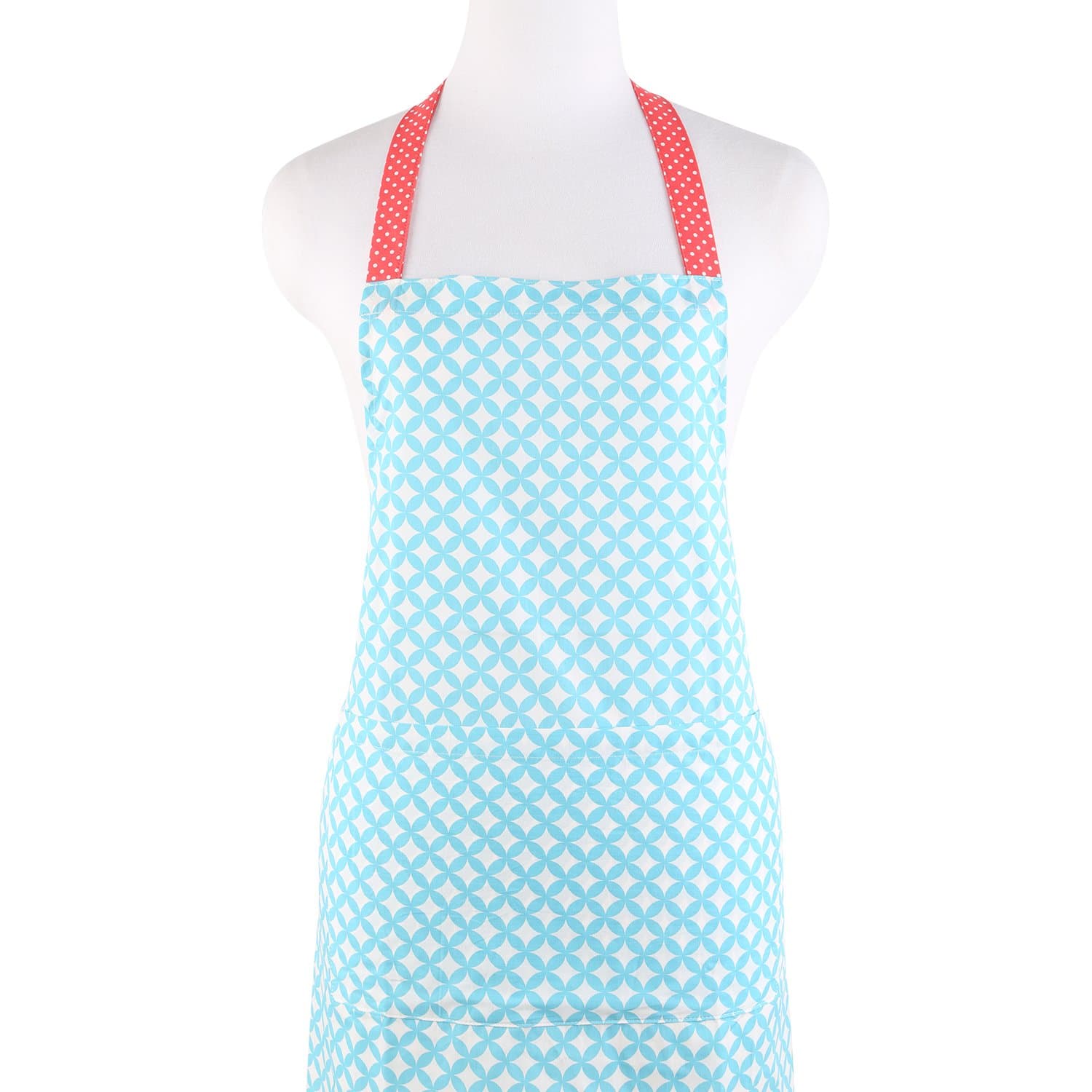 NEOVIVA Cotton Garden Apron with Big Pocket, Style Jessie, Geometric Cross Circular Aquamarine Blue