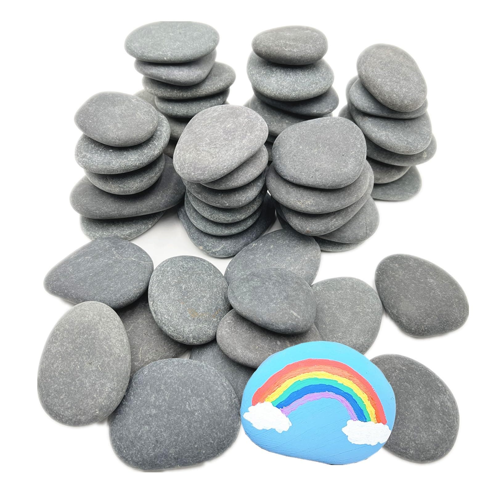 50 PCS Rocks Bulk for Painting, 2"-3" Natural River DIY Flat & Smooth Kindness Stones for Crafts, Decoration, Medium Rocks for Painting,Hand Picked