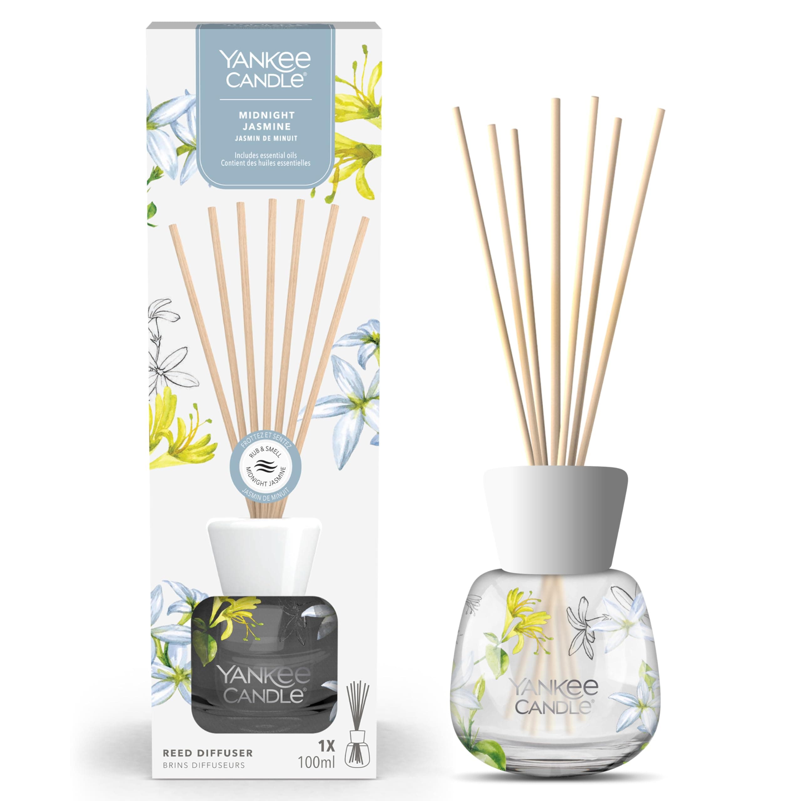 Yankee Candle Signature Reed Diffuser | Midnight Jasmine | 100ml | up to 10 Weeks of Fragrance | Perfect Gifts for Women