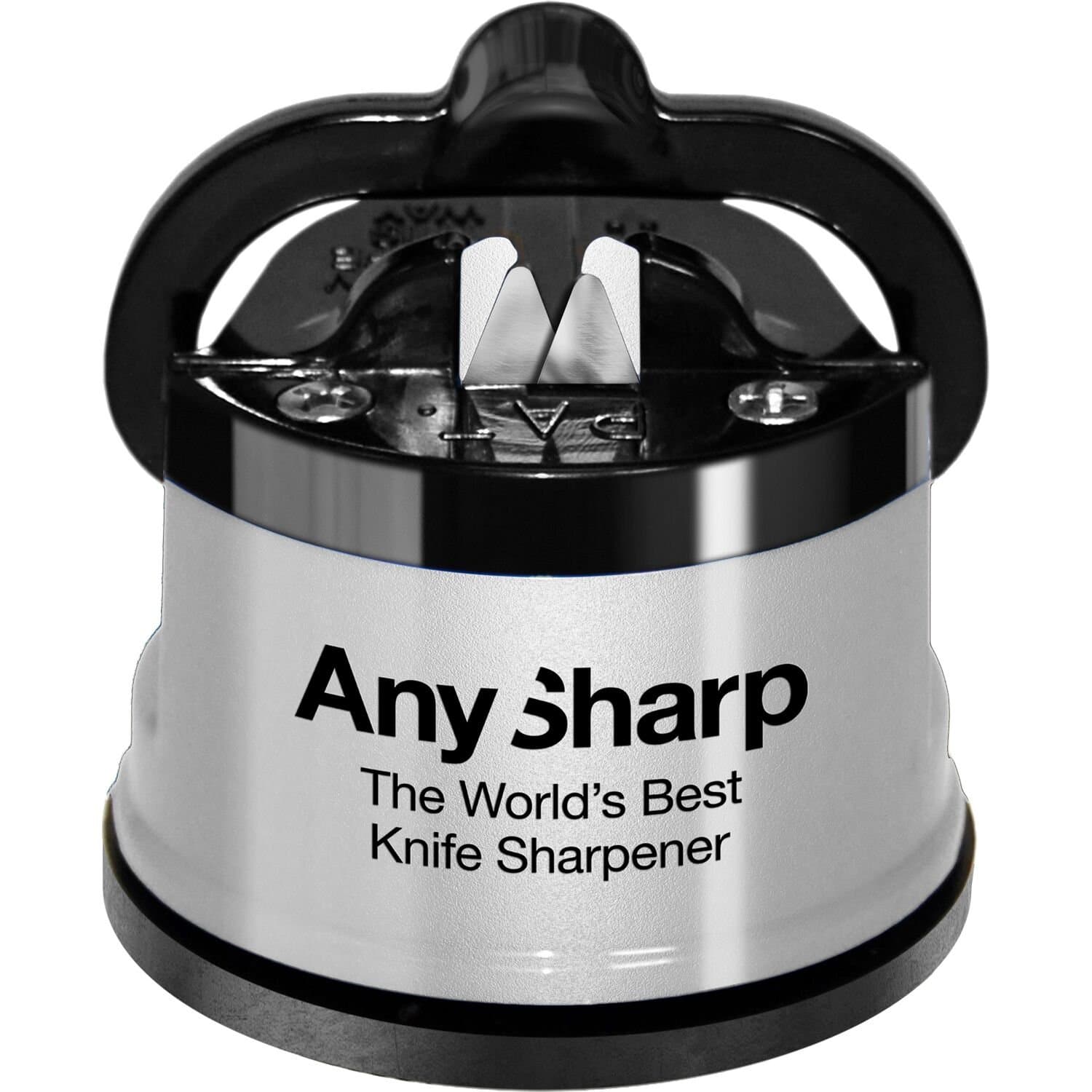 AnySharp Knife Sharpener with Suction Cup, Silver