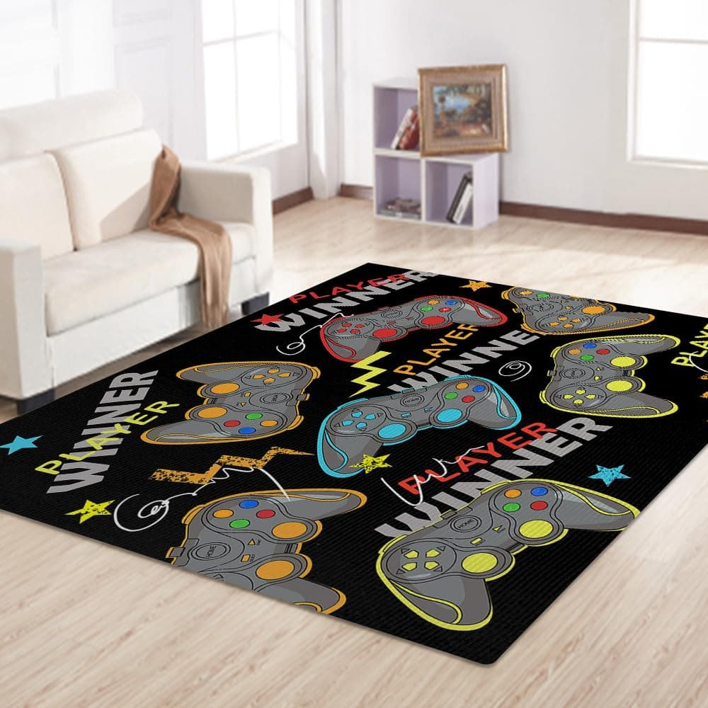 Gaming Room Carpet Rugs for Kids Teen Boys Bedroom, Gamer Room Decor Area Rug Carpet for Men Teenage, Non Slip Gamepad Gaming Chair Rug Mat for Playroom Wood Floor Living Room Desk, 59"*39"