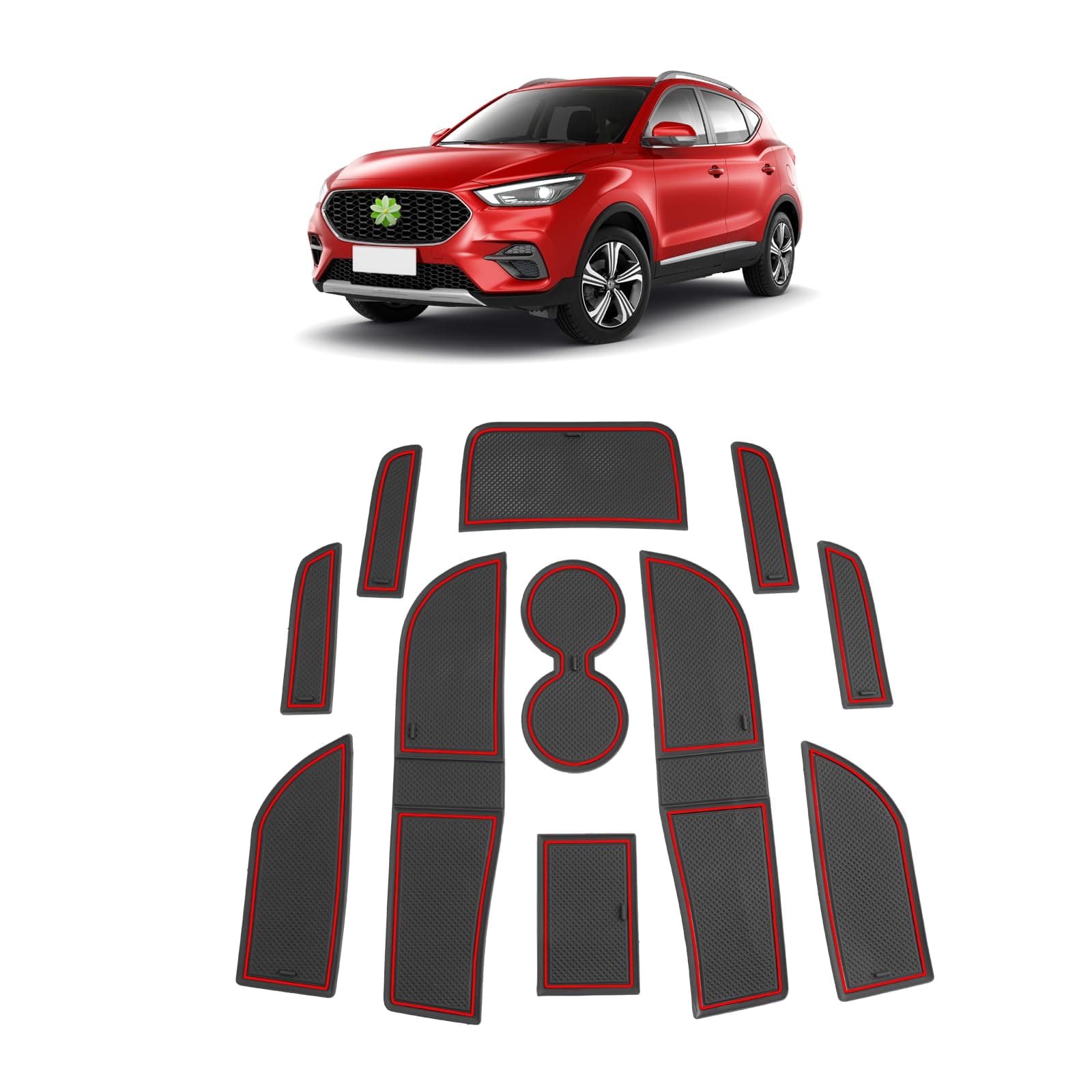 Ruiya Compatible MG ZS EV Facelift 2021-2024 2025 Car Rubber Mats - Non-Slip Interior Mats With Armrest, Drink Holder, Centre Console Accessories