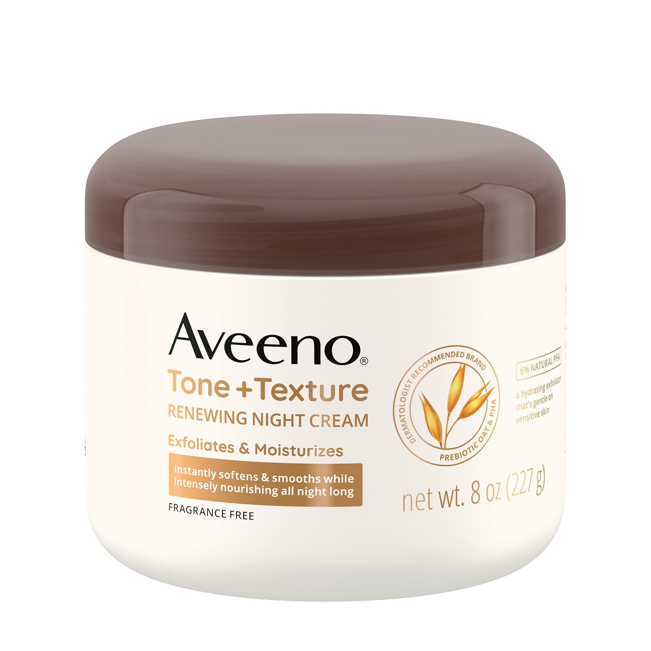 Tone + Texture Renewing Body Night Cream With Prebiotic Oat, Gently Exfoliates & Moisturizes Sensitive Skin, Instantly Softens & Smooths & Intensely Nourishes, Fragrance-Free, 8 oz