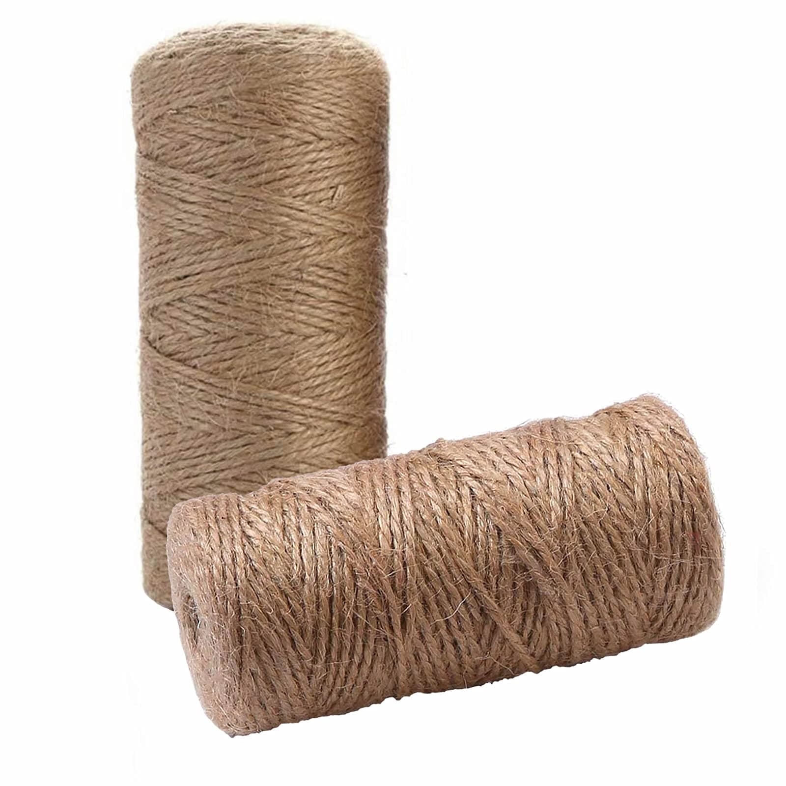 2 Pcs (656 Feet) Twine Best Industrial Packing Materials Heavy Duty Natural Jute Twine DIY Crafts, Decoration, Bundling, Gardening and Recycling