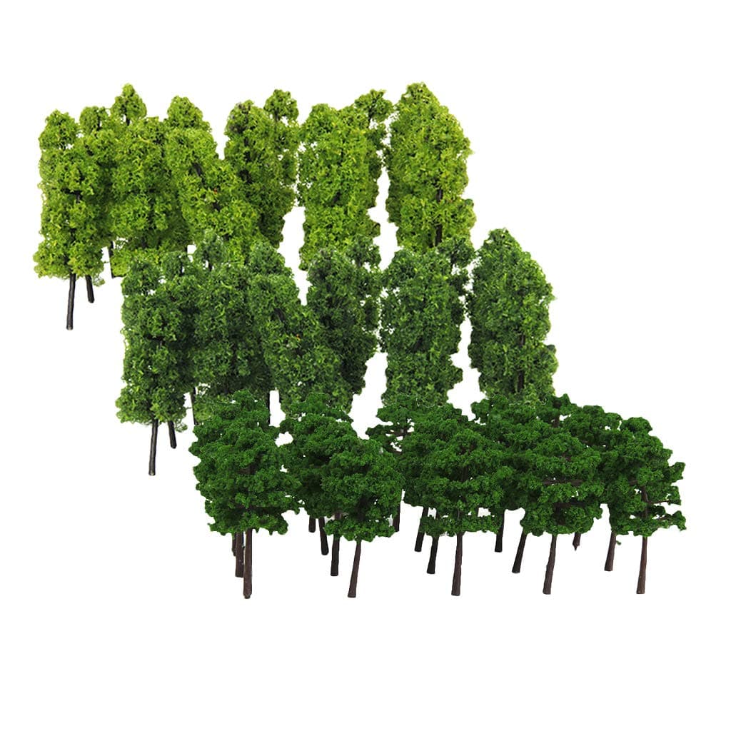 F Fityle 60pcs Plastic Trees 1: 200 Scale Landscape Plants Table Model