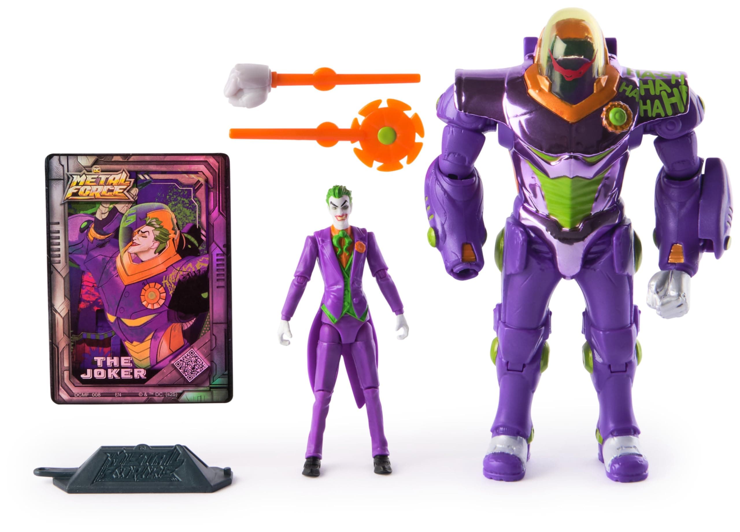 Spin Master DC Comics, Metal Force The Joker Action Figure, 15-cm with 10-cm Mini Figure, Built-in Blaster and Armour Suit, Super Hero Kids’ Toys for Boys and Girls Aged 4+