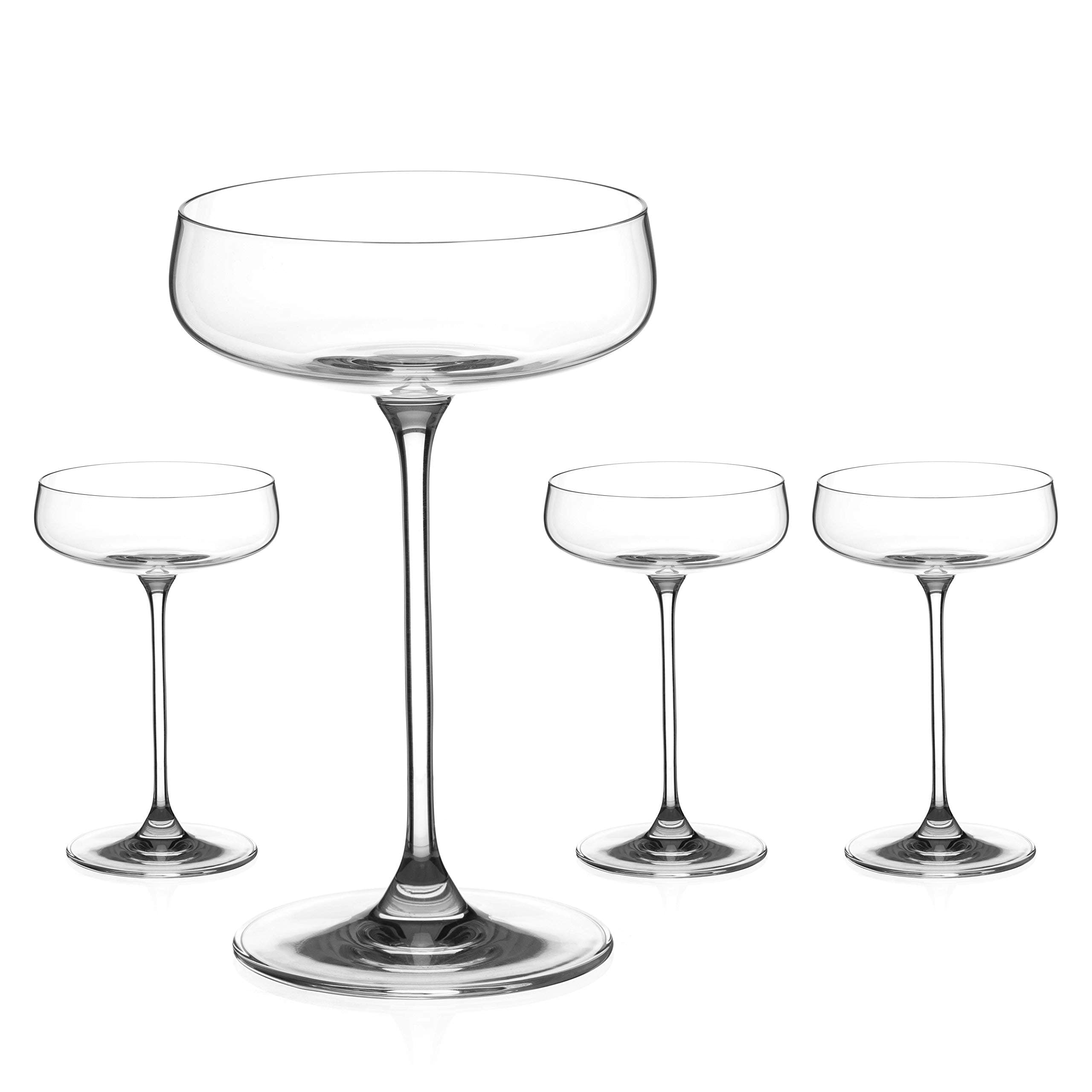 DIAMANTE Champagne Cocktail Saucers - ‘Auris’ Collection Undecorated Crystal - Set of 4