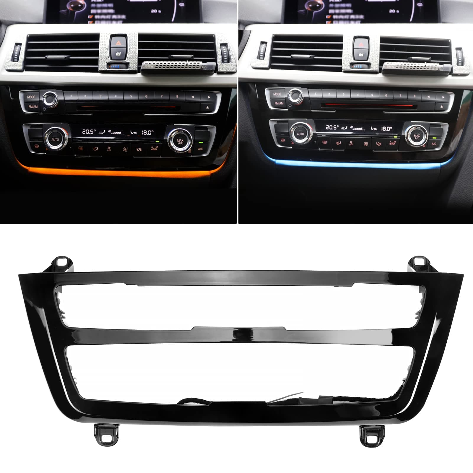 Jaronx Compatible with BMW LED Console Panel Ambient Light for 3 Series F30 F31 4 Series F32 F33, Radio AC Control Panel Ambient Lights Console Panel Replacement with Dual Color LED Ambient Lighting